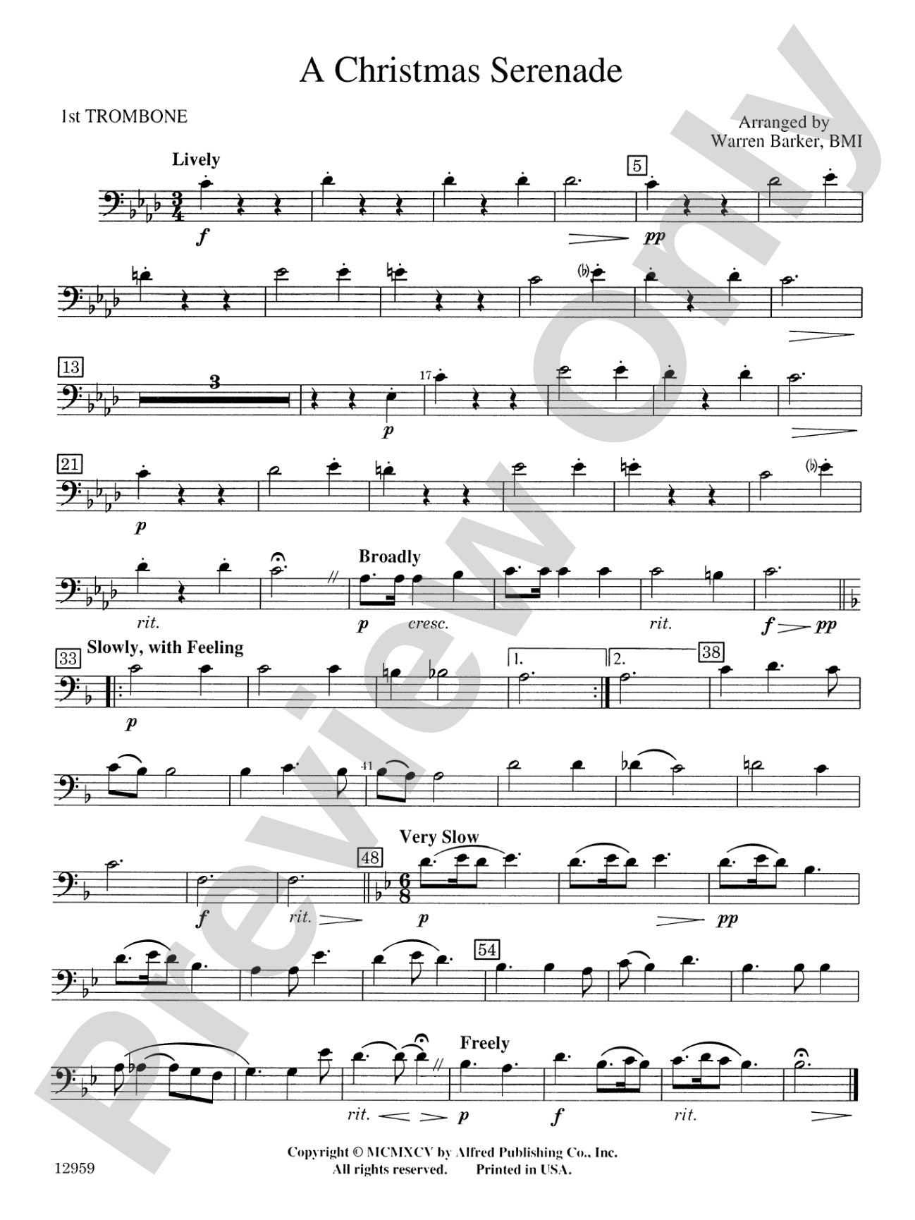 A Christmas Serenade (with optional chorus): 1st Trombone