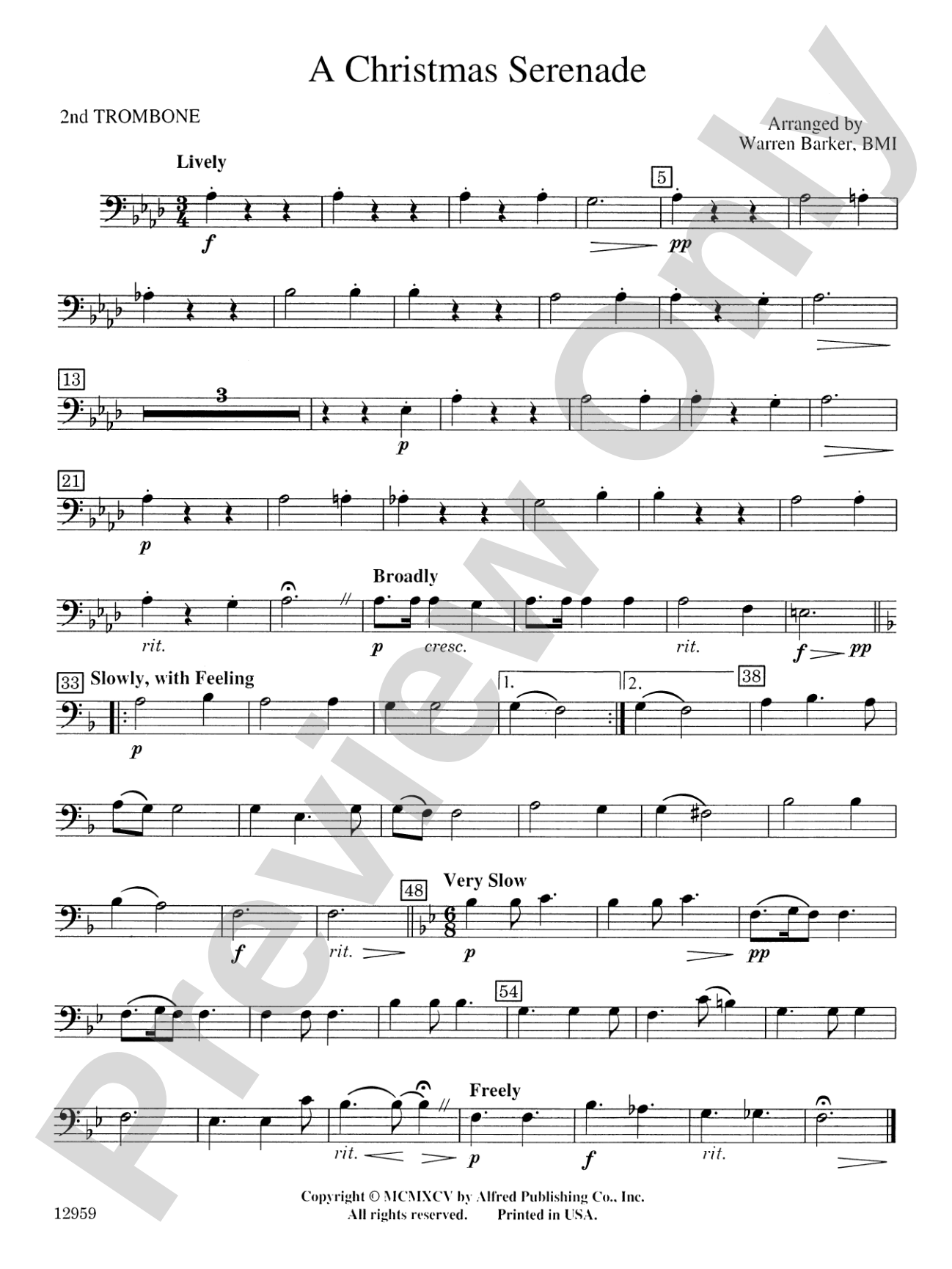 A Christmas Serenade (with optional chorus): 2nd Trombone