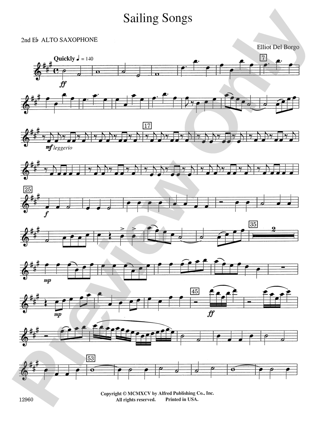 Sailing Songs: 2nd E-flat Alto Saxophone