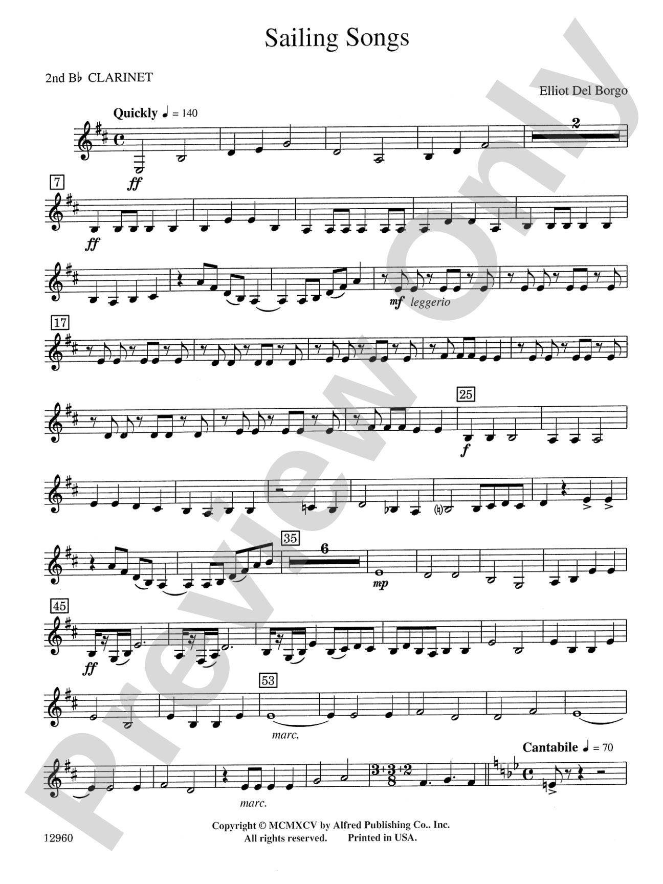Sailing Songs: 2nd B-flat Clarinet