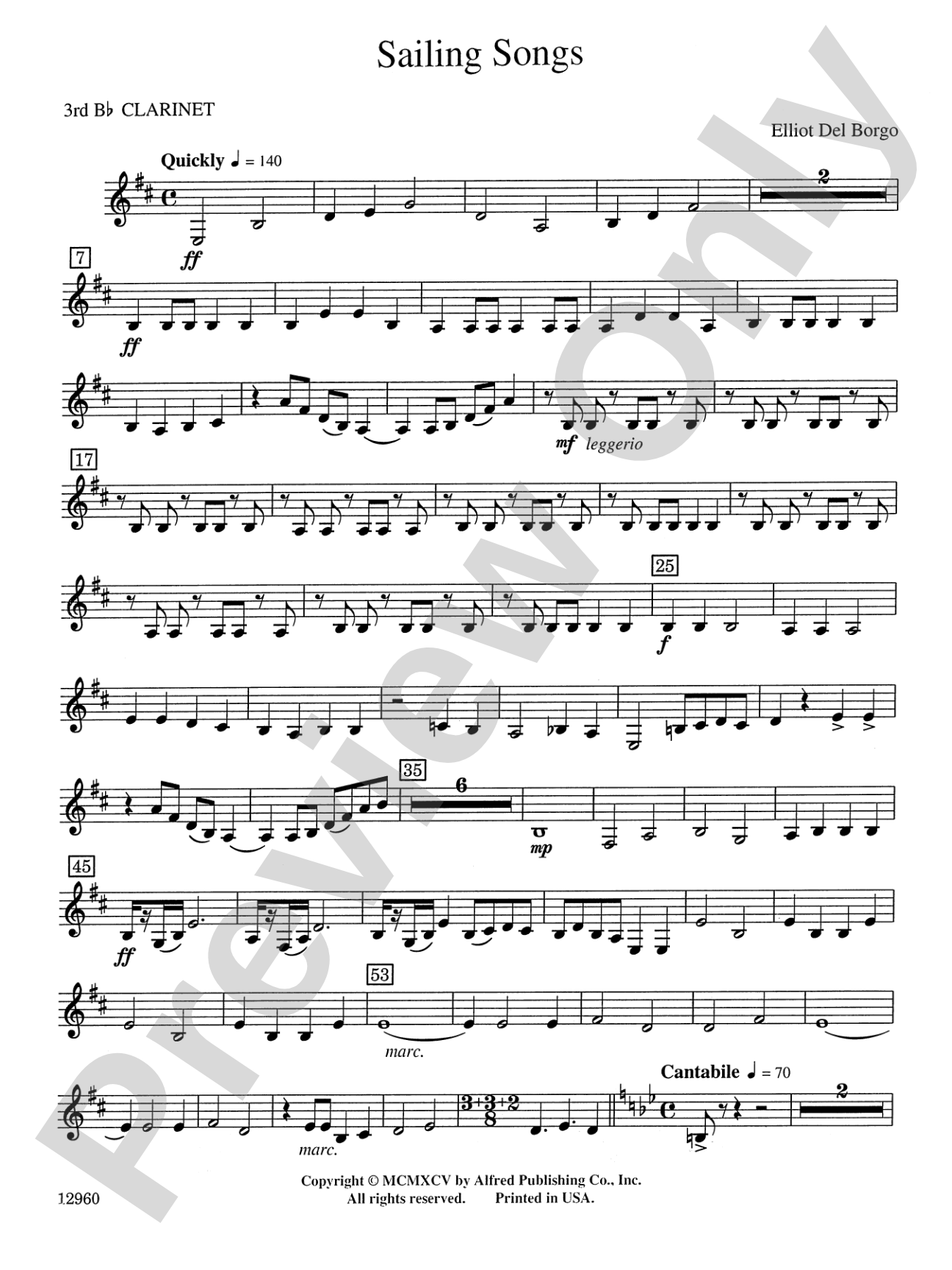 Sailing Songs: 3rd B-flat Clarinet