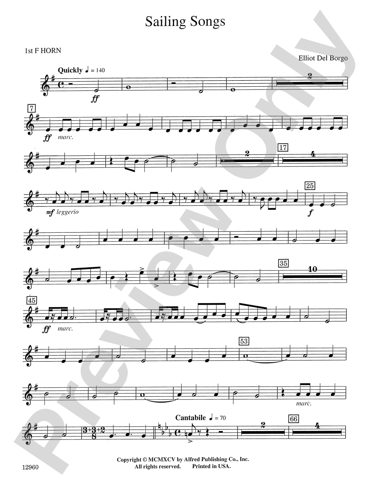 Sailing Songs: 1st F Horn
