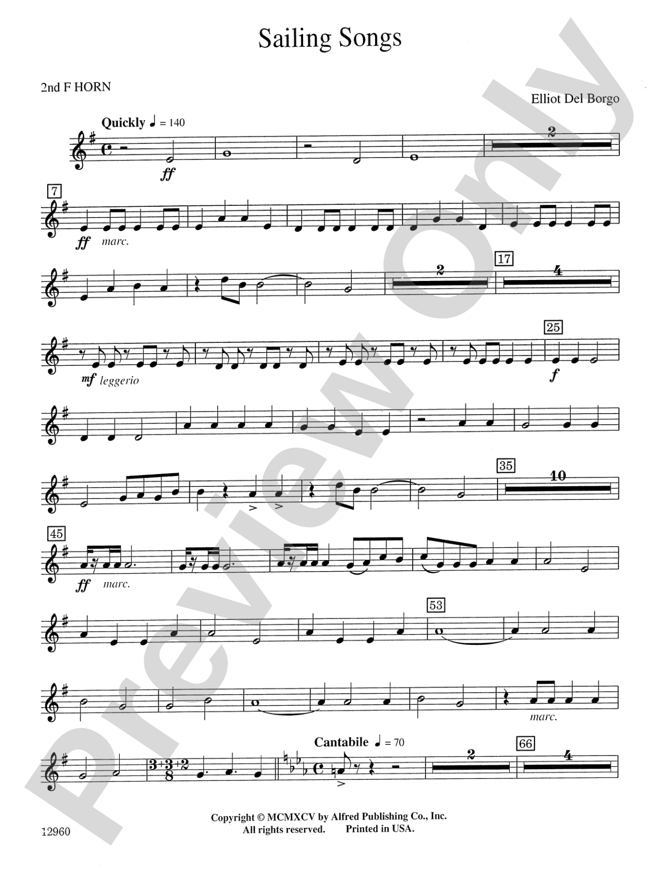 Sailing Songs: 2nd F Horn