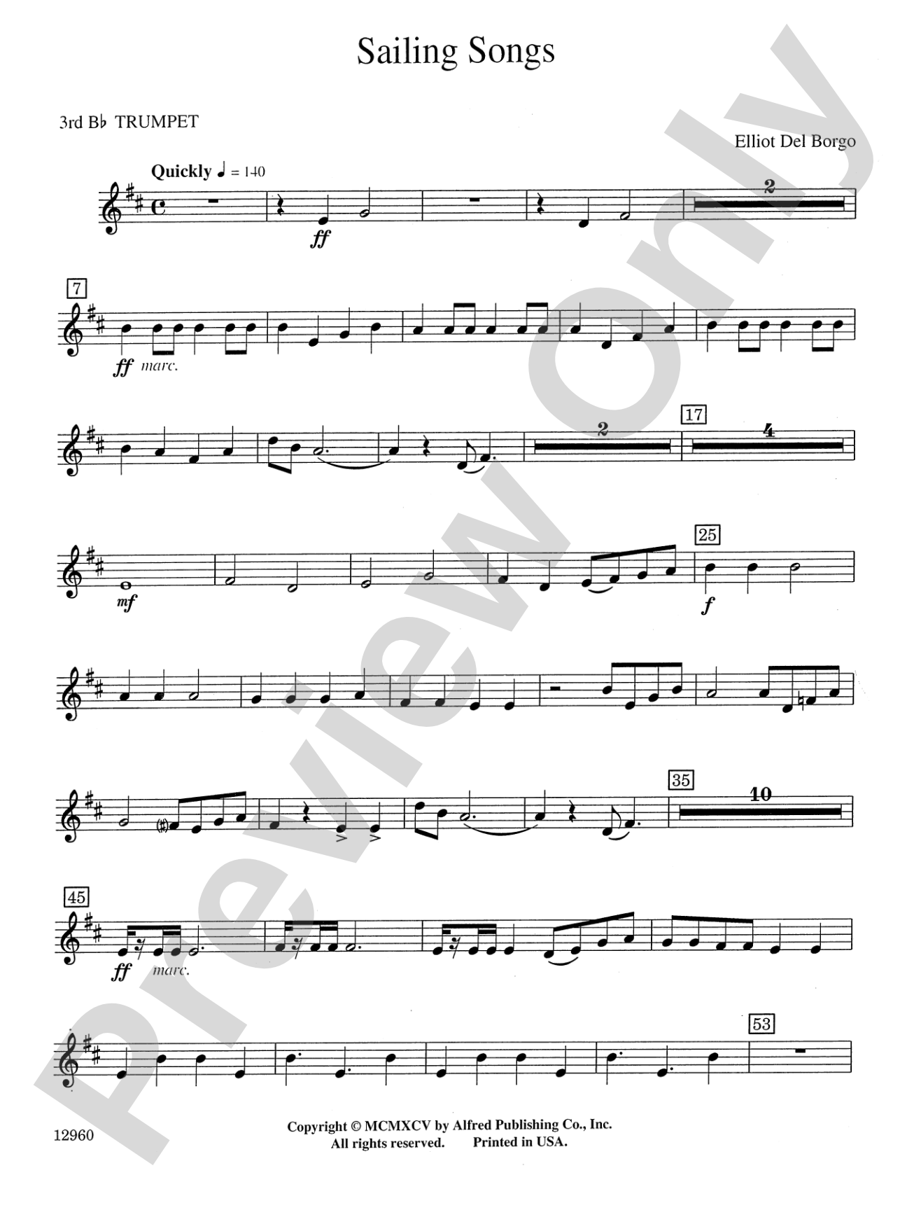 Sailing Songs: 3rd B-flat Trumpet