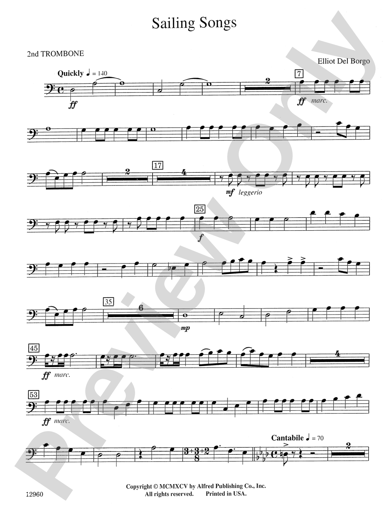 Sailing Songs: 2nd Trombone