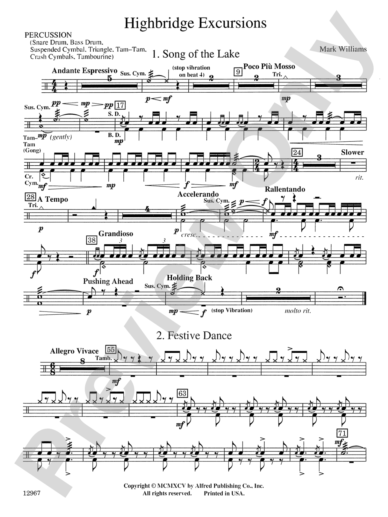 Highbridge Excursions: 1st Percussion