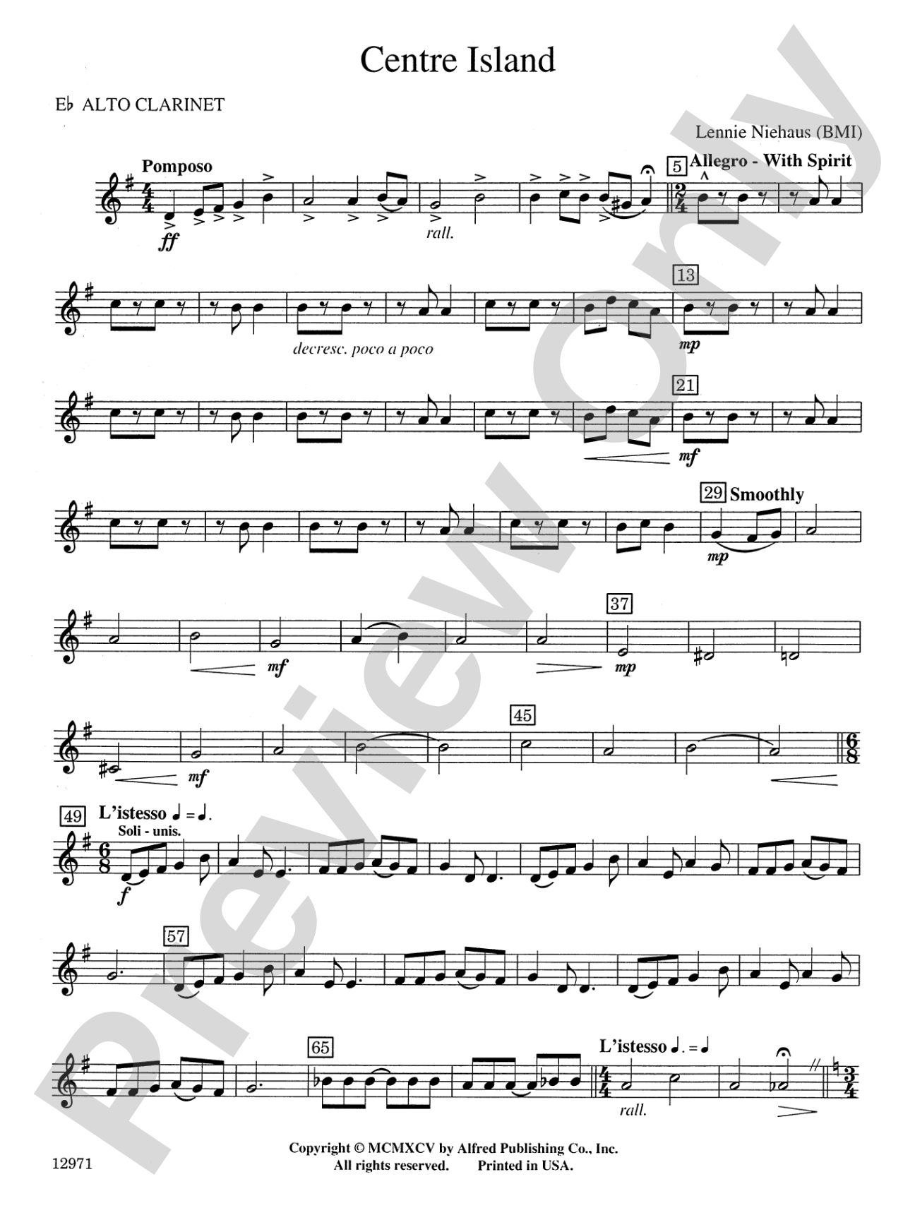 Centre Island: E-flat Alto Clarinet