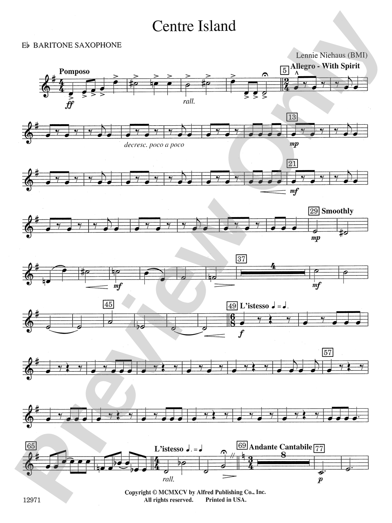 Centre Island: E-flat Baritone Saxophone