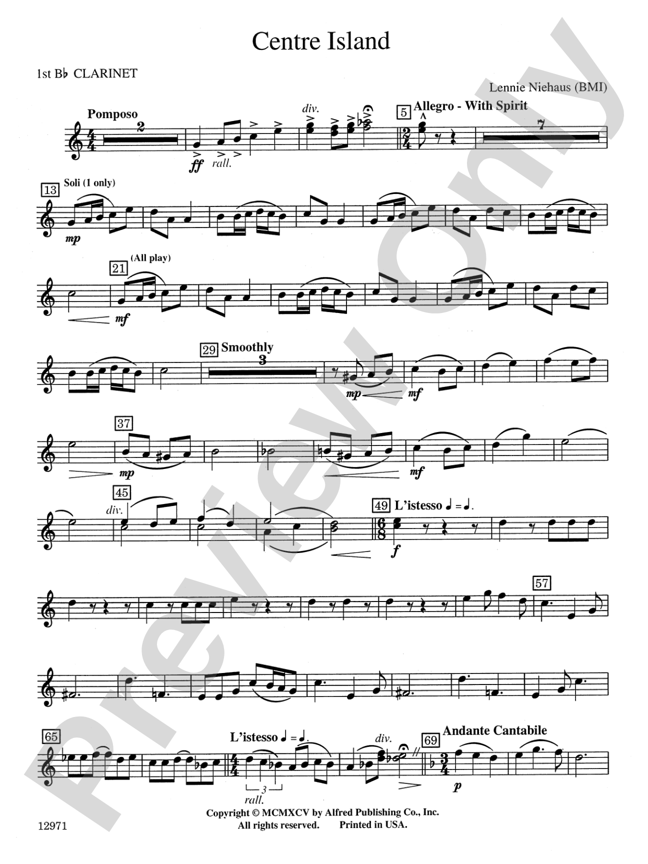 Centre Island: 1st B-flat Clarinet
