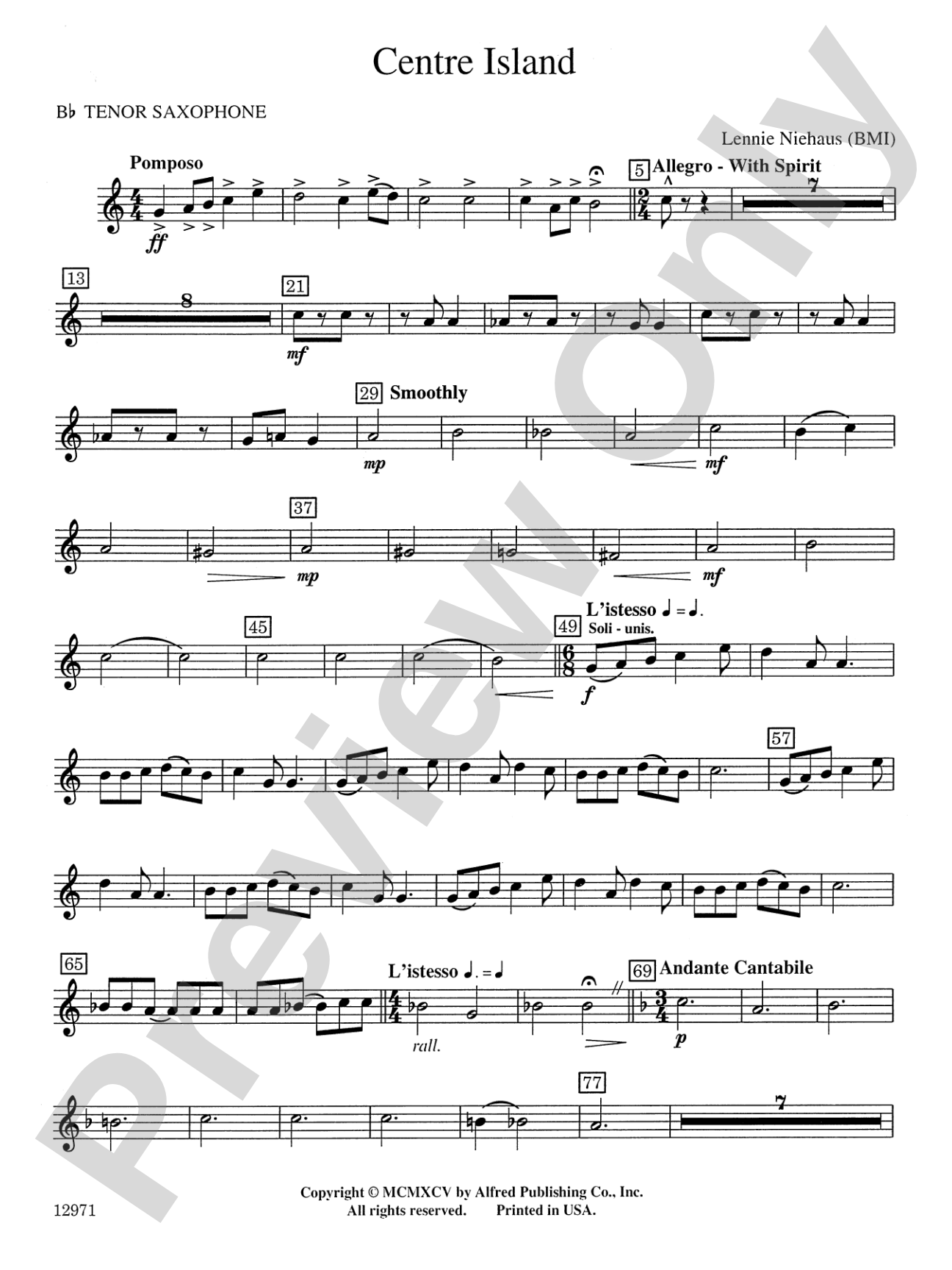 Centre Island: B-flat Tenor Saxophone
