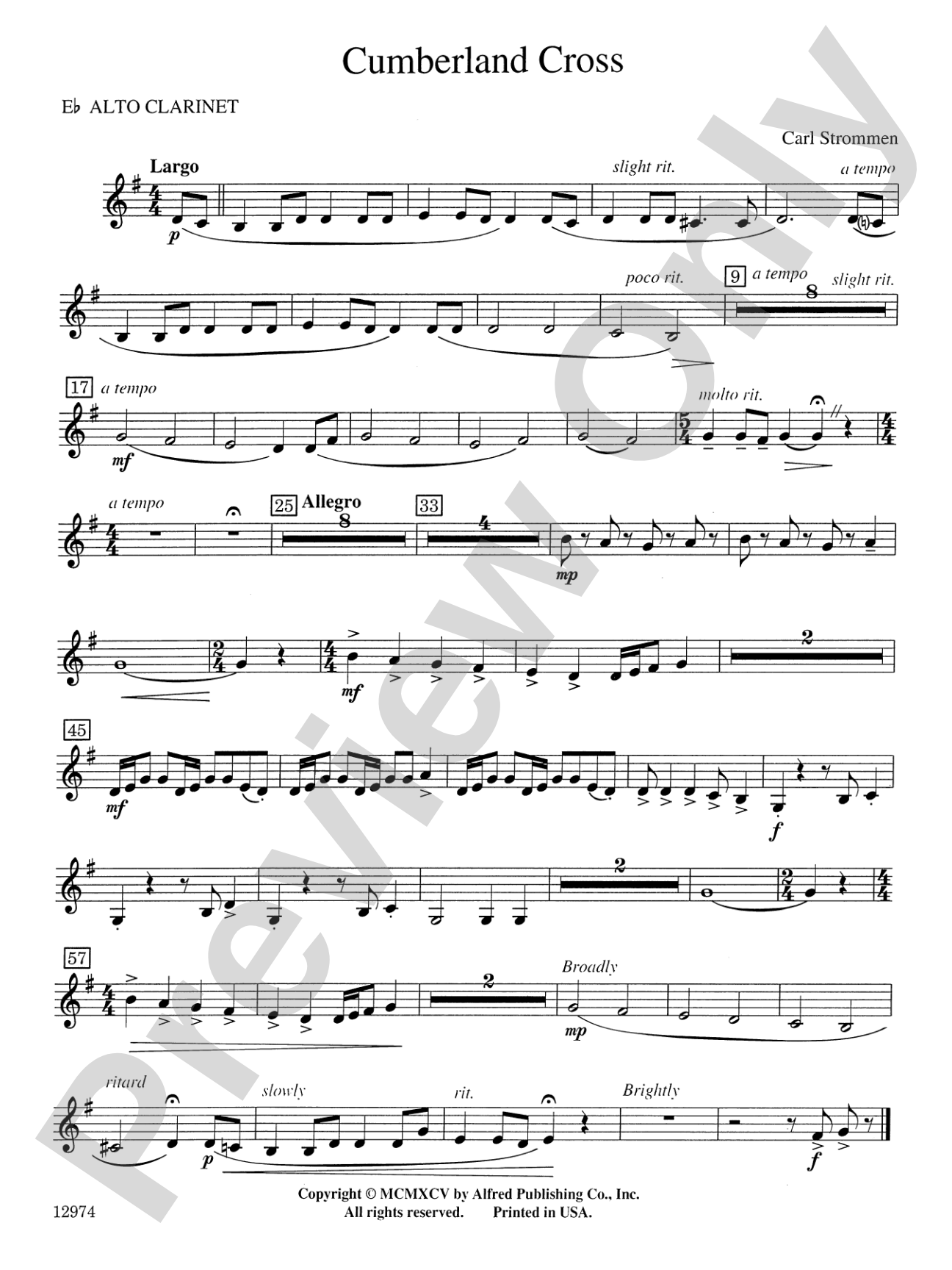 Cumberland Cross: E-flat Alto Clarinet