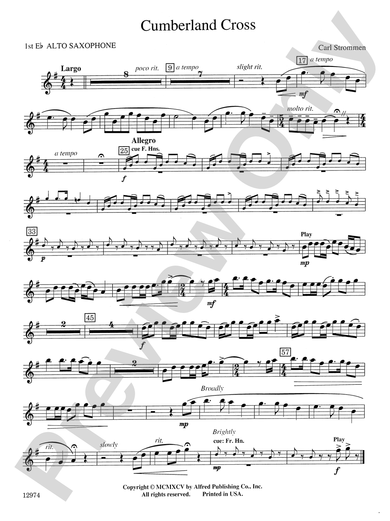 Cumberland Cross: E-flat Alto Saxophone