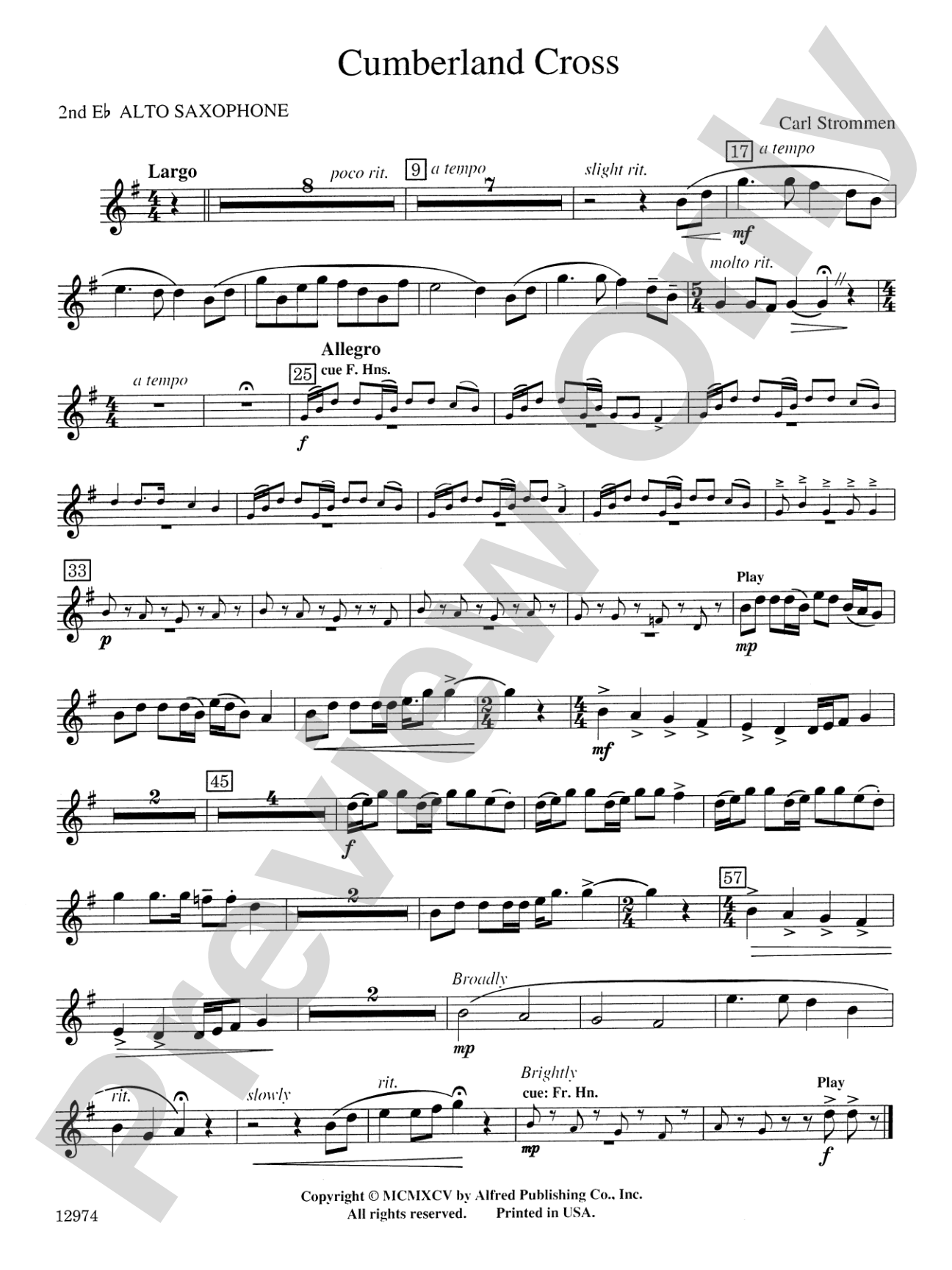Cumberland Cross: 2nd E-flat Alto Saxophone