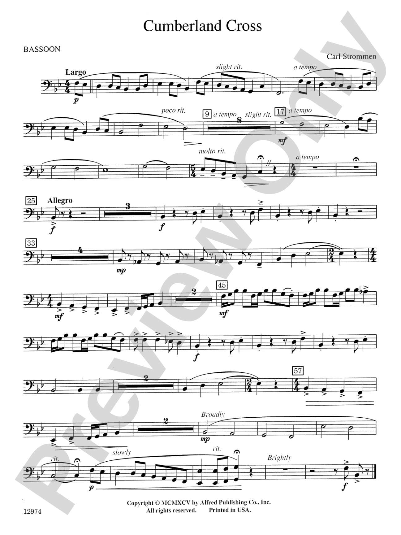 Cumberland Cross: Bassoon