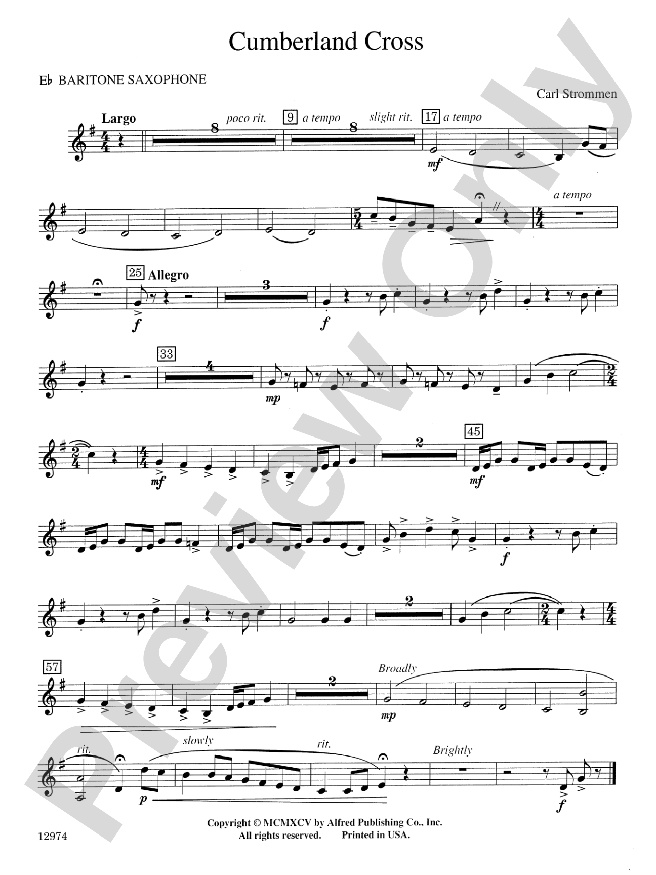 Cumberland Cross: E-flat Baritone Saxophone