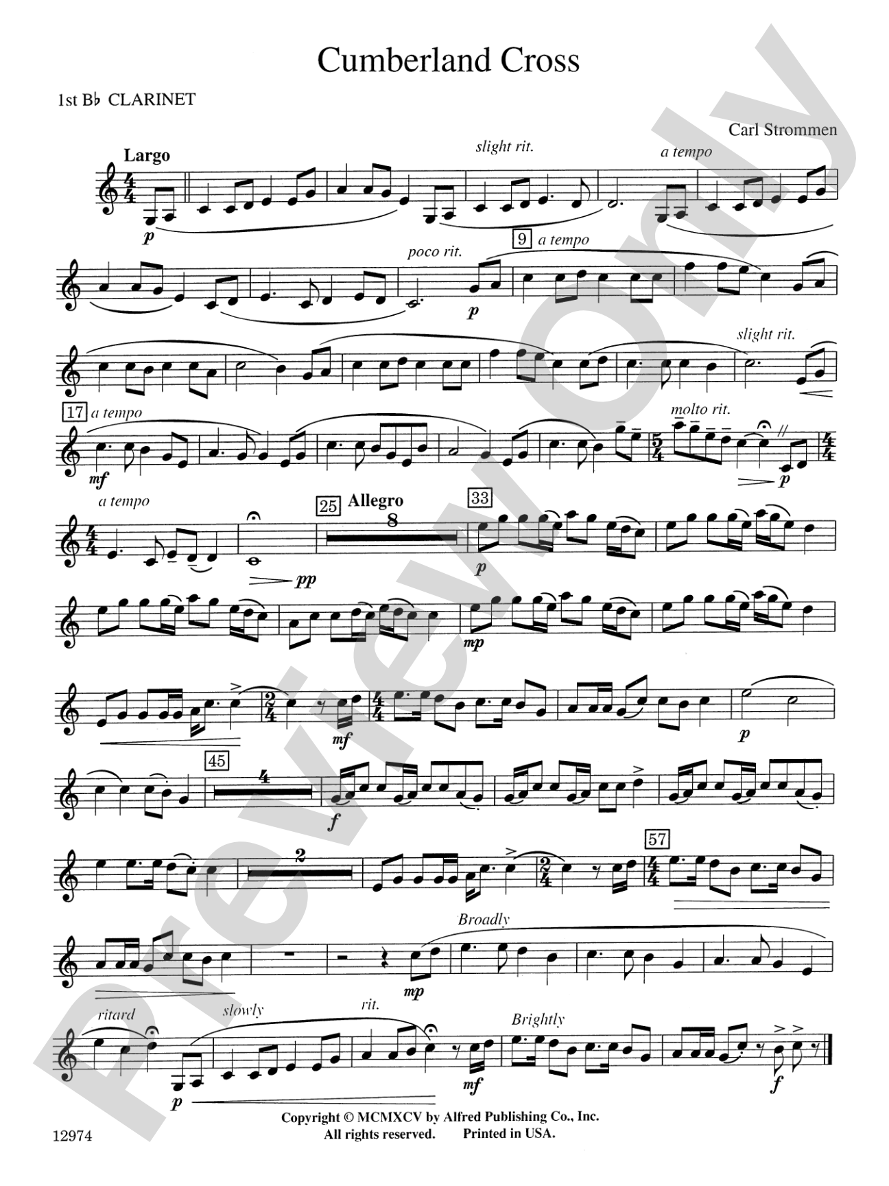 Cumberland Cross: 1st B-flat Clarinet