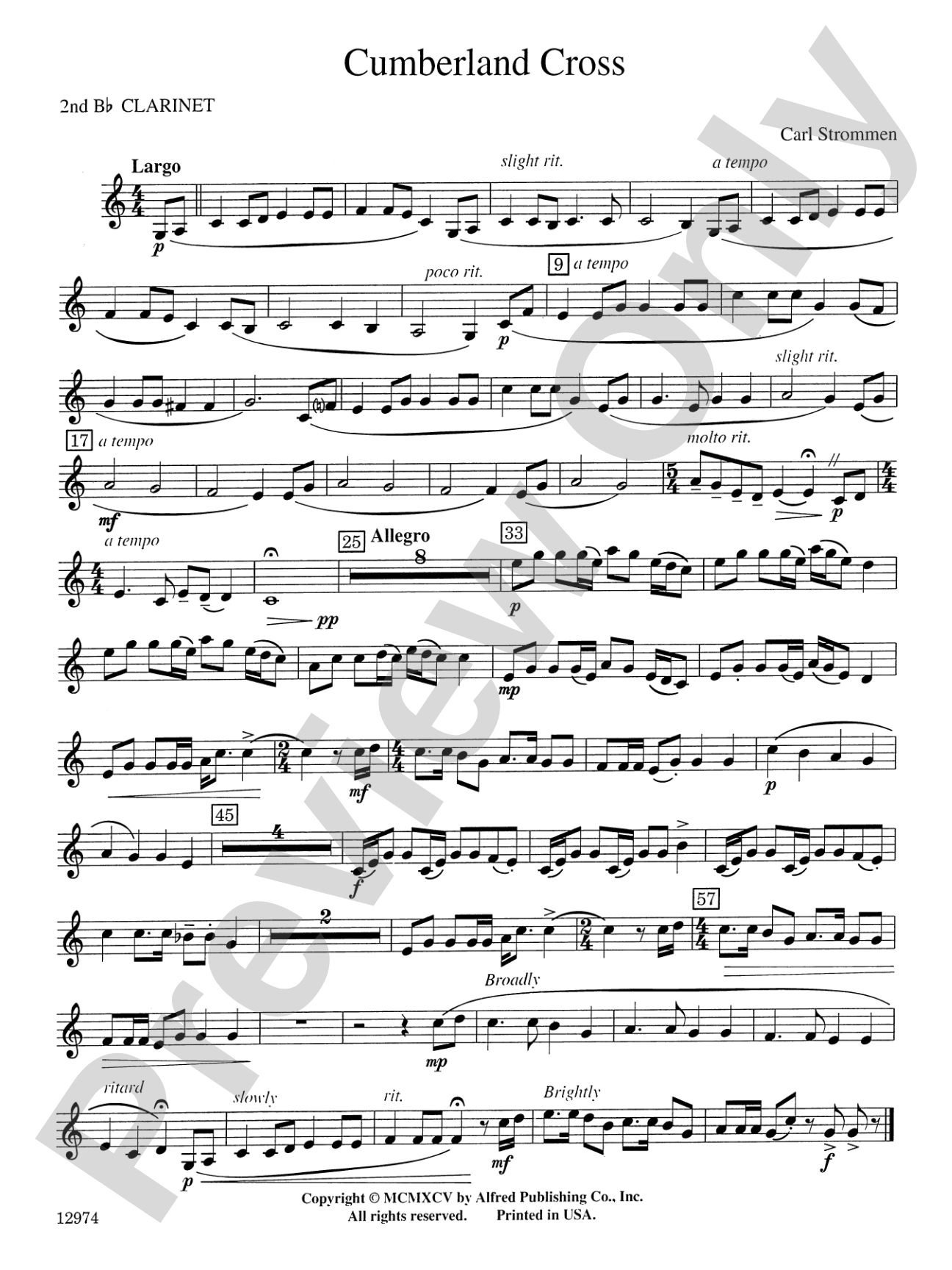 Cumberland Cross: 2nd B-flat Clarinet
