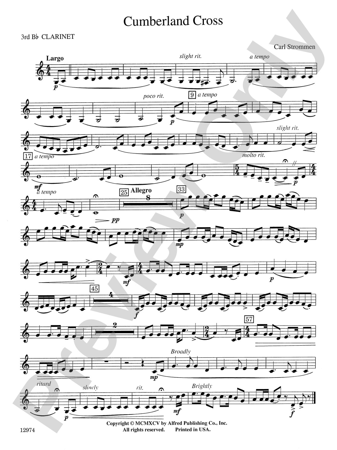 Cumberland Cross: 3rd B-flat Clarinet