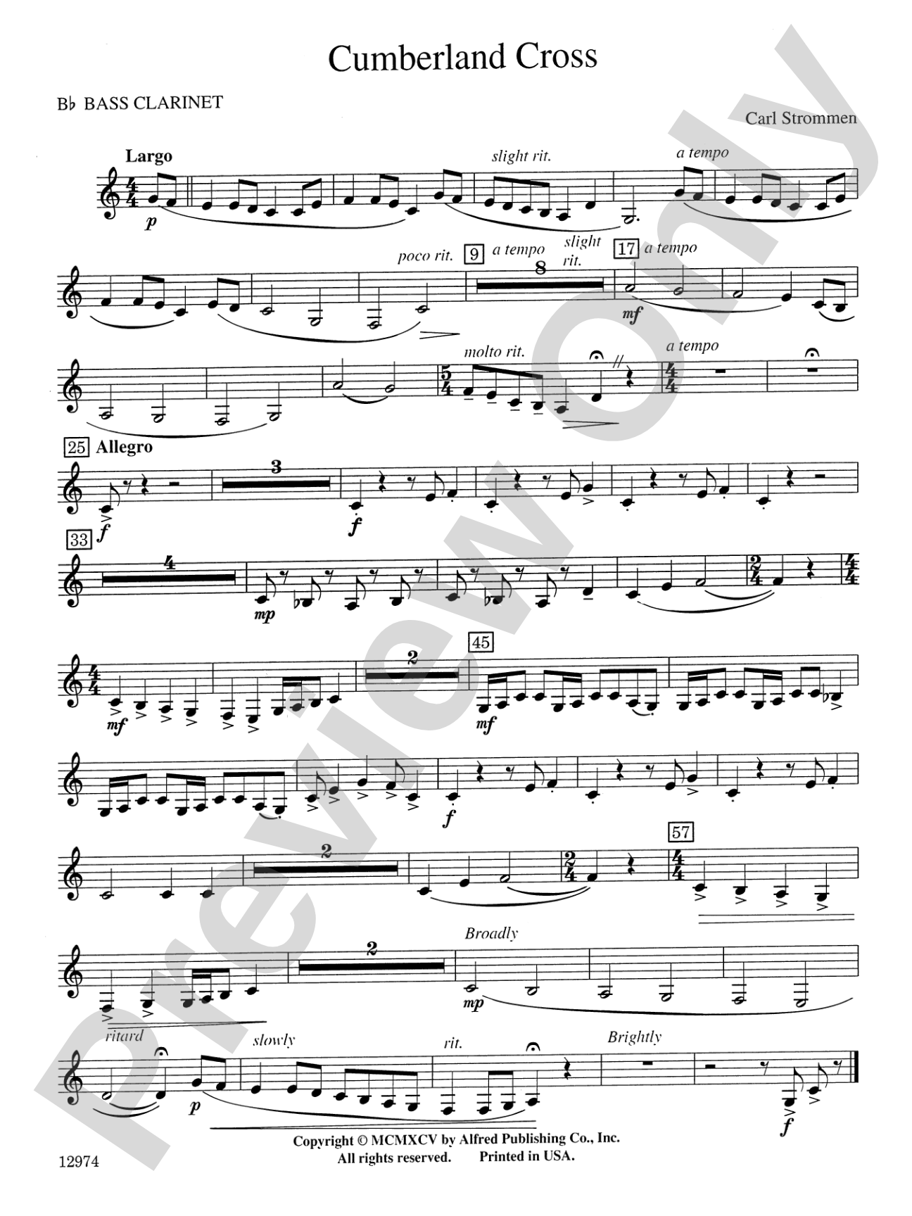 Cumberland Cross: B-flat Bass Clarinet