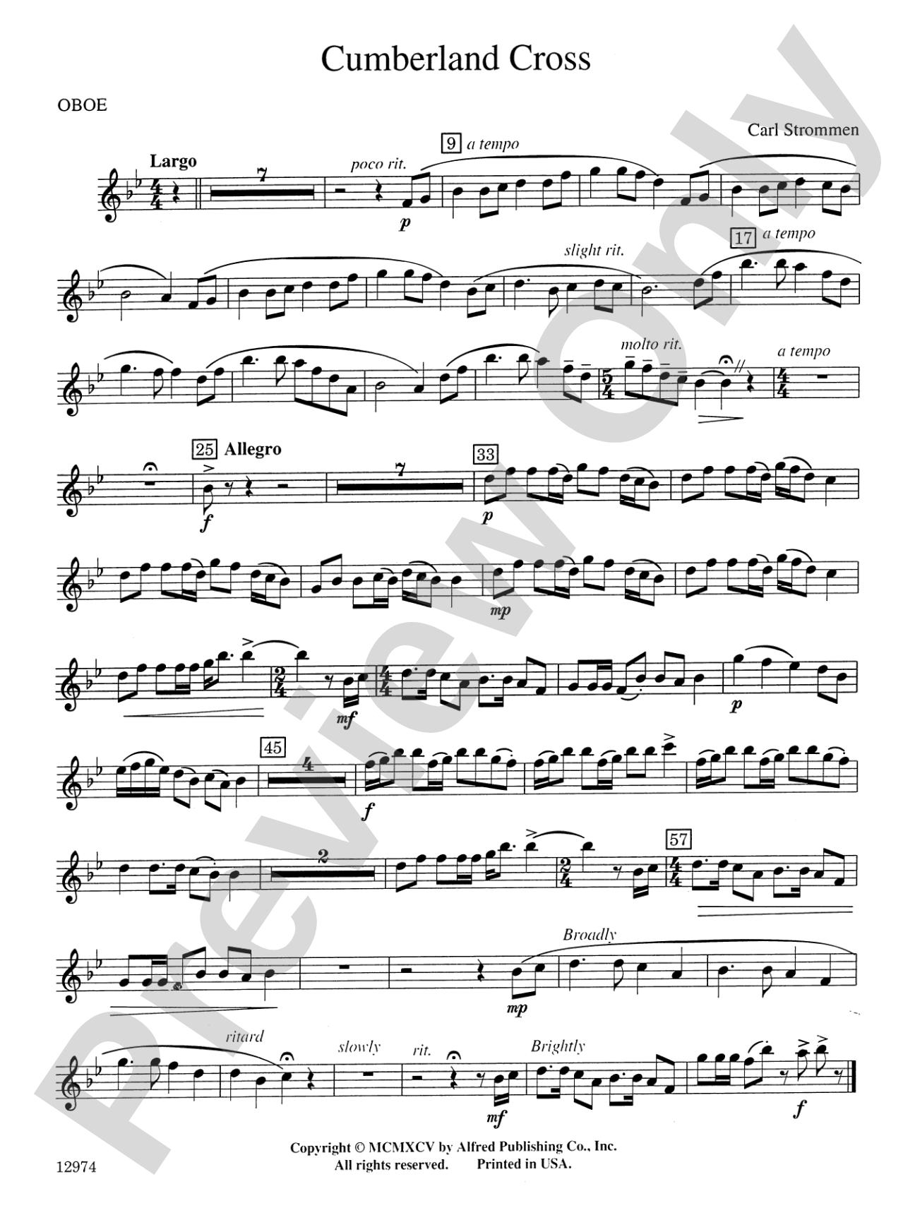 Cumberland Cross: Oboe