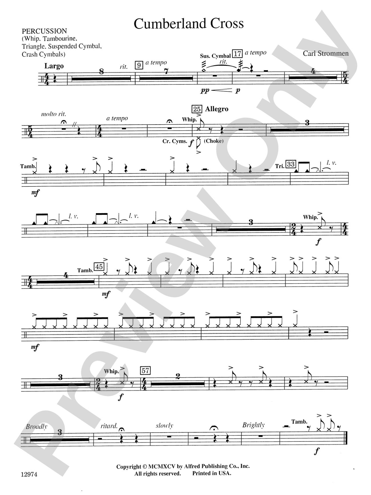 Cumberland Cross: 1st Percussion