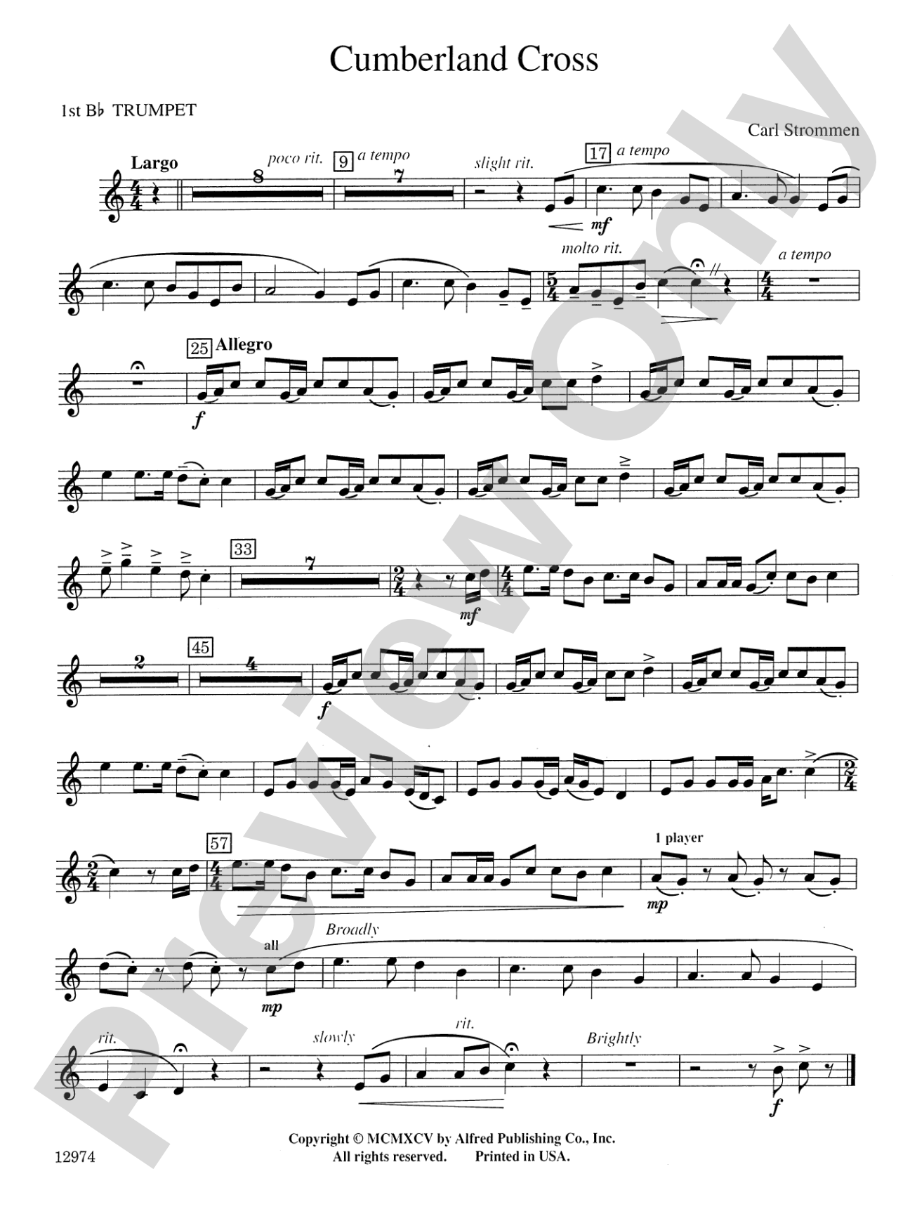 Cumberland Cross: 1st B-flat Trumpet