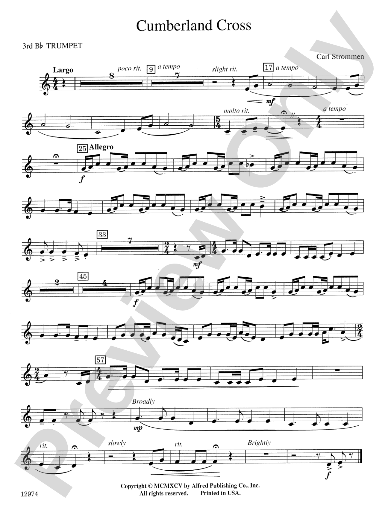 Cumberland Cross: 3rd B-flat Trumpet