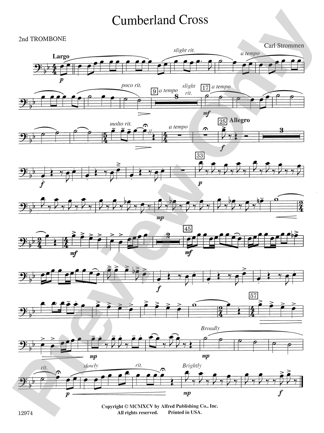 Cumberland Cross: 2nd Trombone