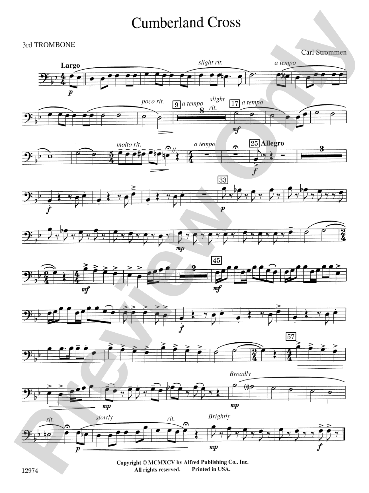 Cumberland Cross: 3rd Trombone