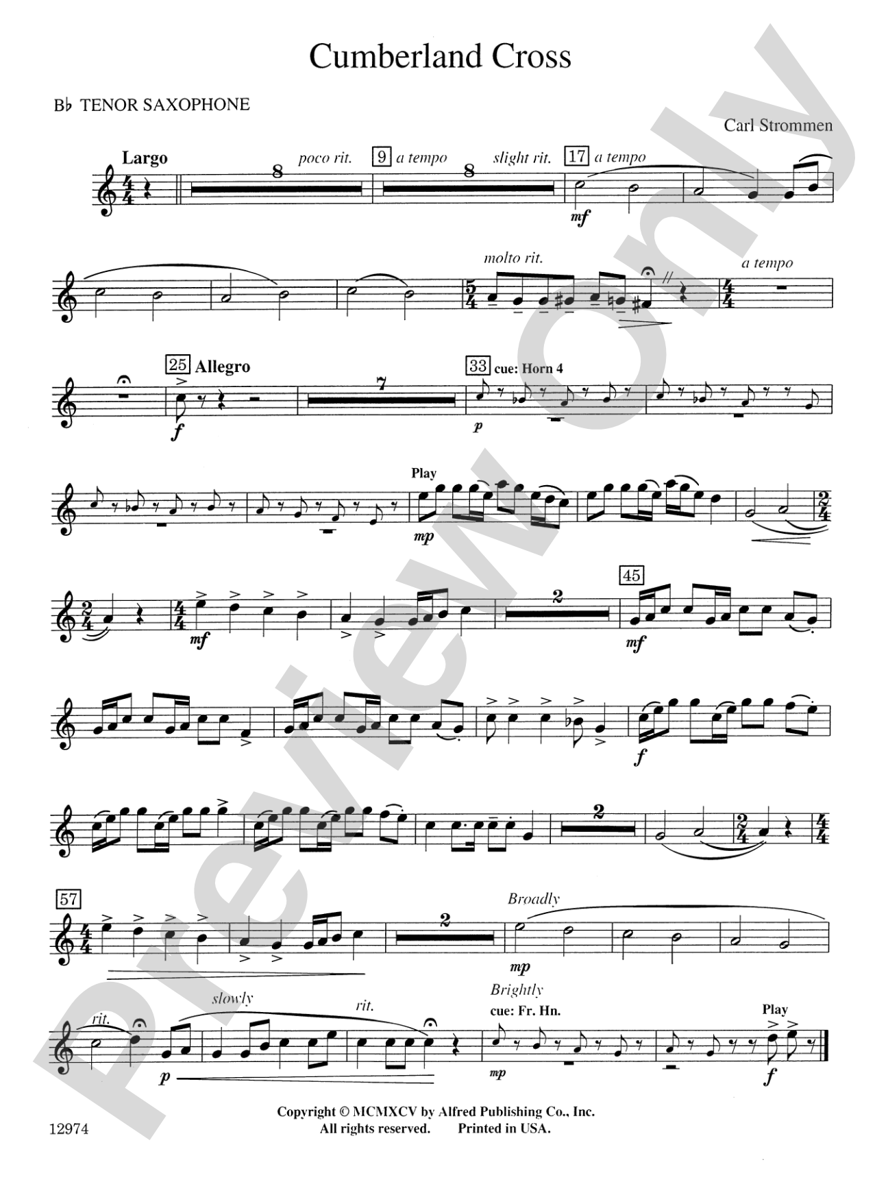 Cumberland Cross: B-flat Tenor Saxophone