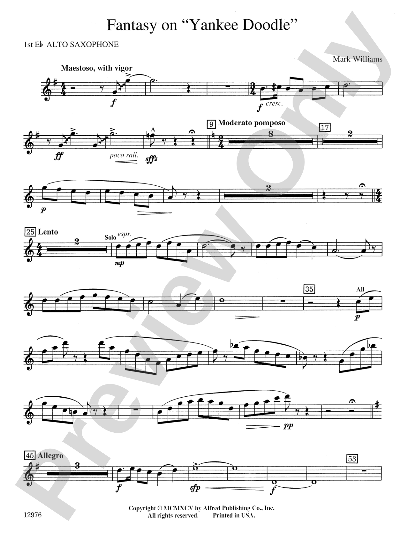 Fantasy on "Yankee Doodle": E-flat Alto Saxophone