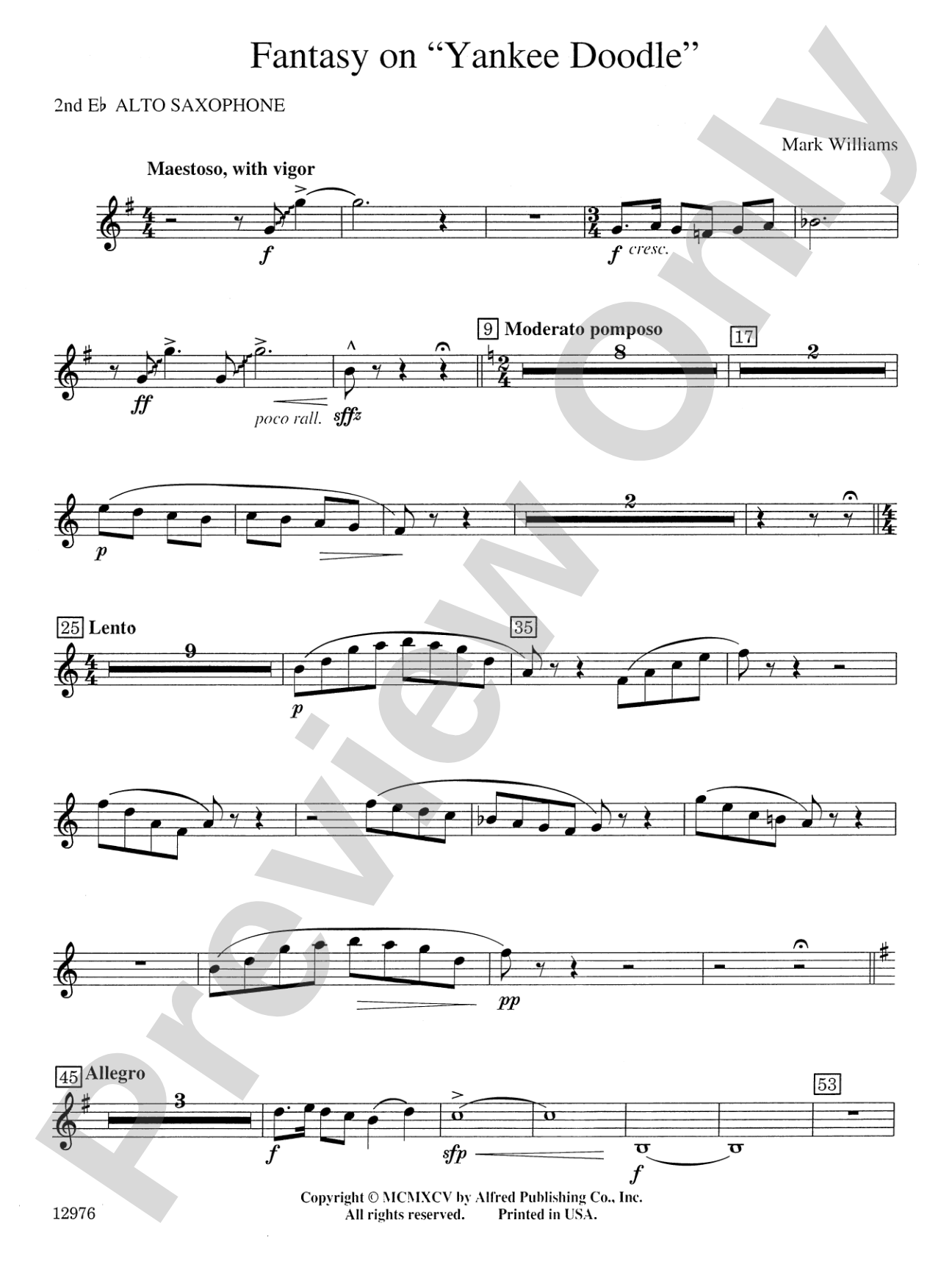 Fantasy on "Yankee Doodle": 2nd E-flat Alto Saxophone