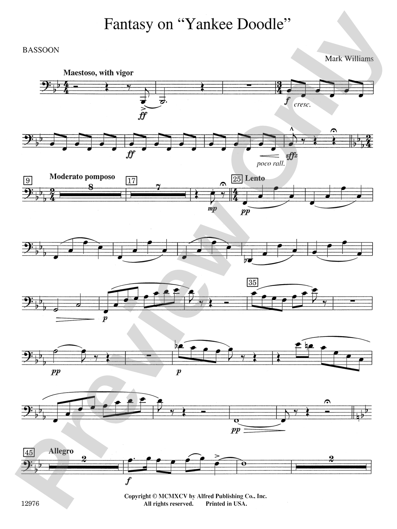Fantasy on "Yankee Doodle": Bassoon