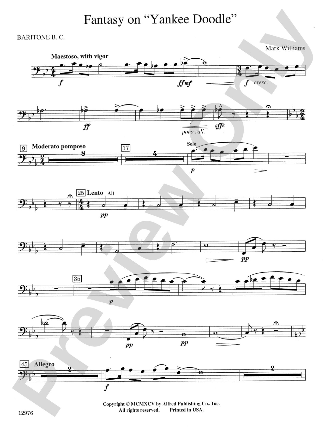 Fantasy on "Yankee Doodle": Baritone B.C.