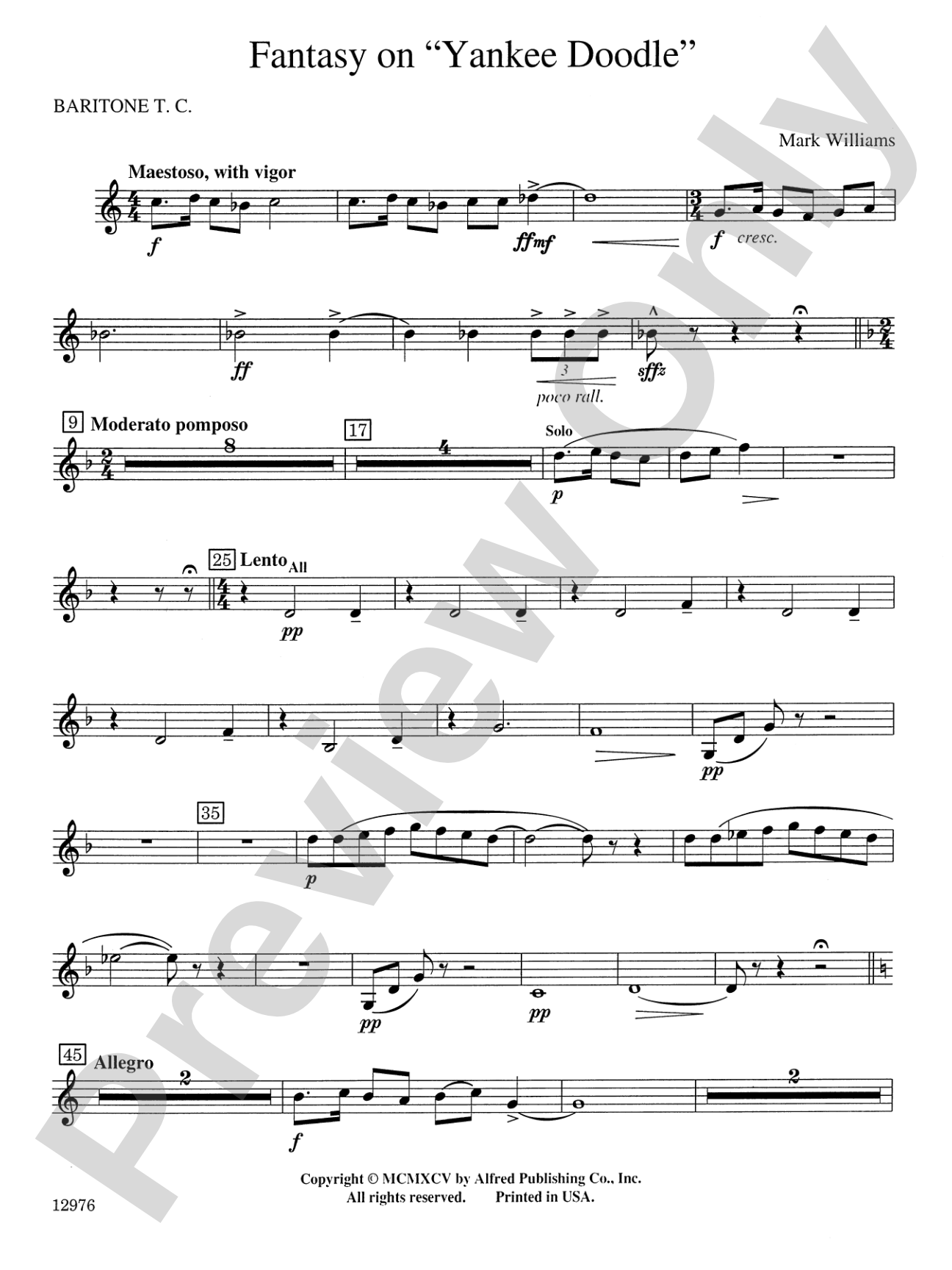 Fantasy on "Yankee Doodle": Baritone T.C.