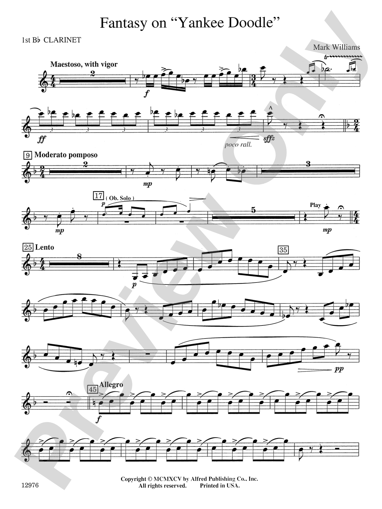 Fantasy on "Yankee Doodle": 1st B-flat Clarinet