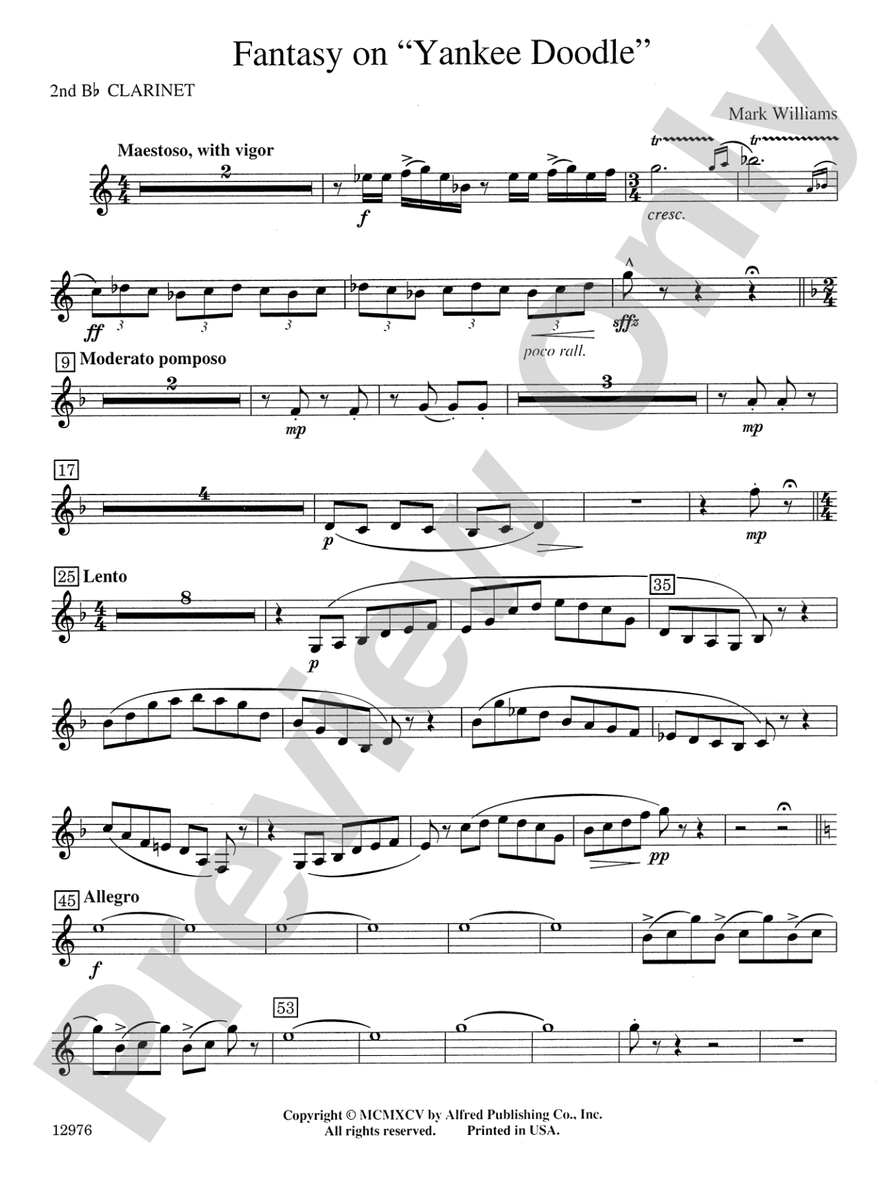 Fantasy on "Yankee Doodle": 2nd B-flat Clarinet