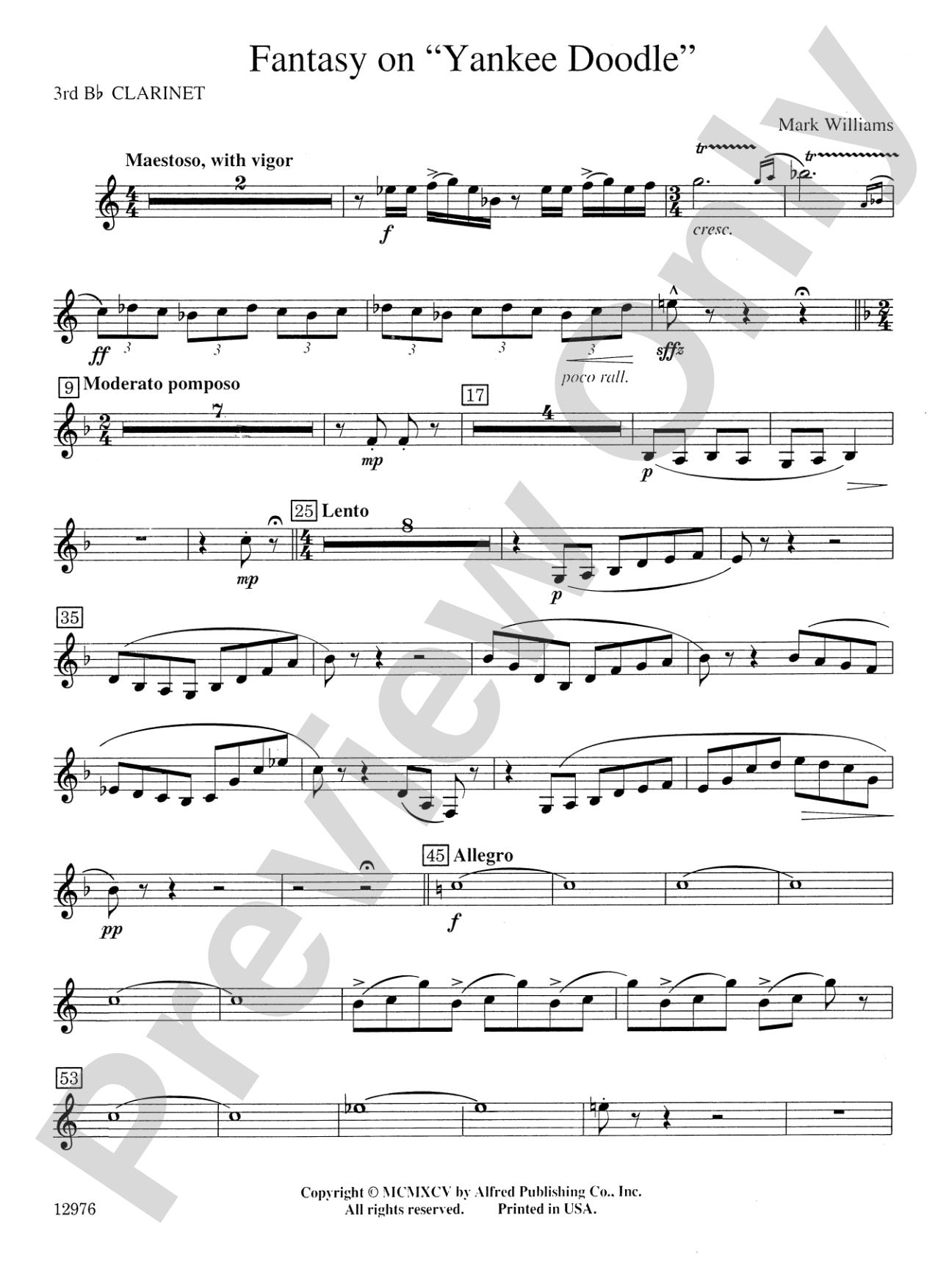 Fantasy on "Yankee Doodle": 3rd B-flat Clarinet