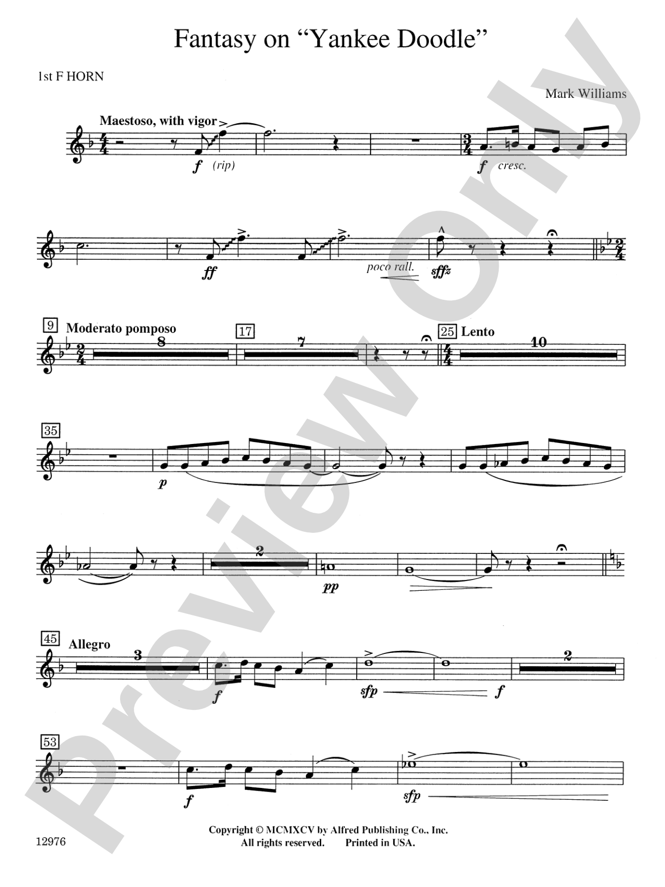 Fantasy on "Yankee Doodle": 1st F Horn