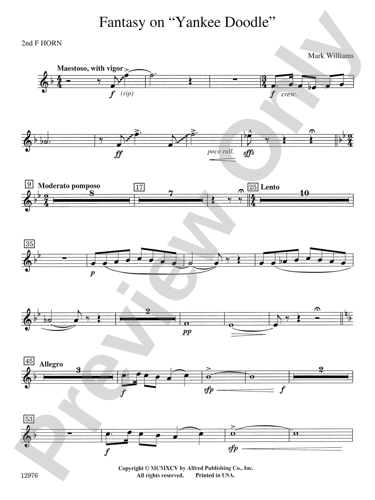 Fantasy on "Yankee Doodle": 2nd F Horn