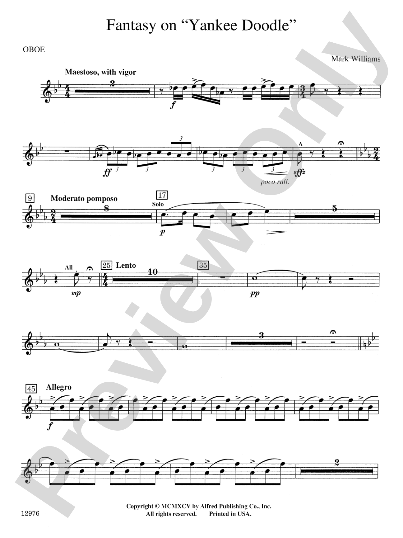 Fantasy on "Yankee Doodle": Oboe