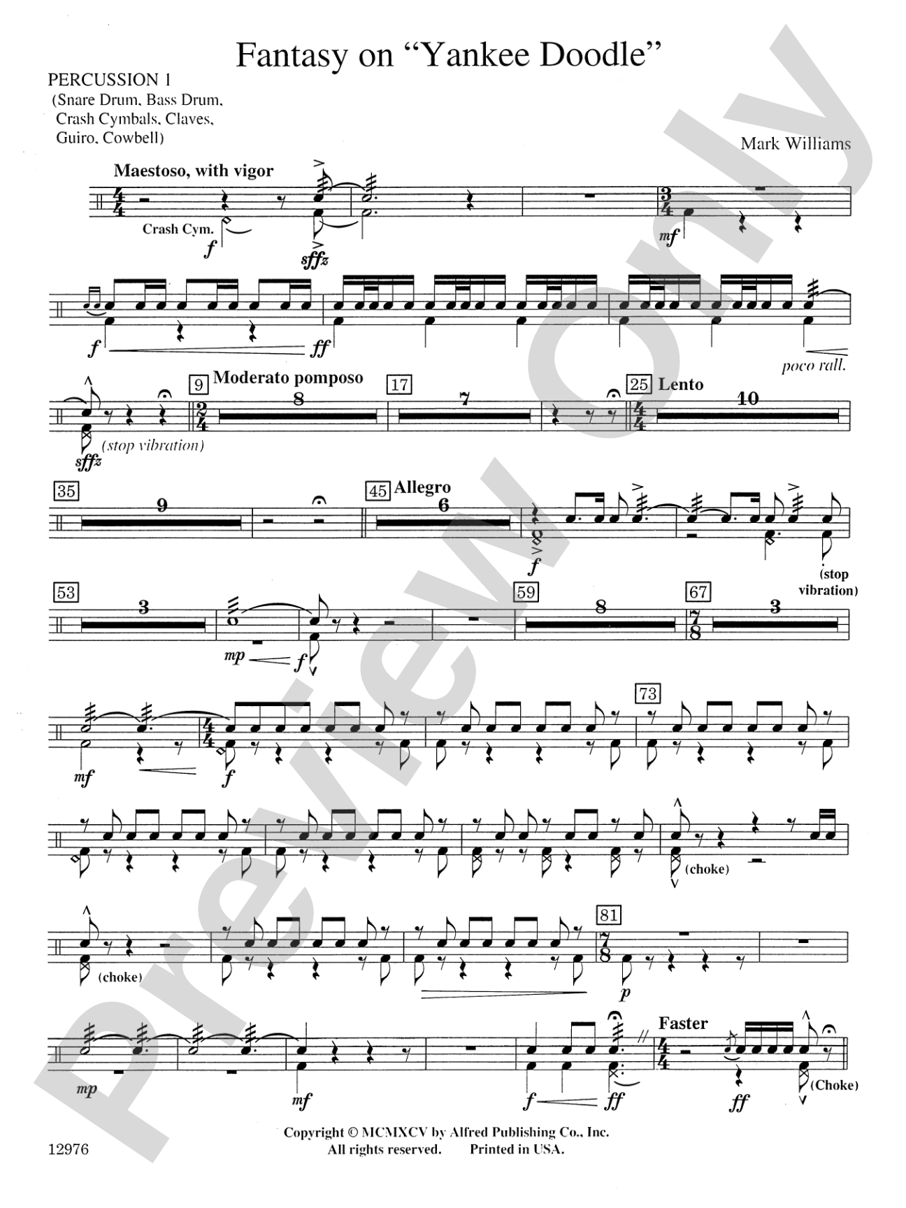 Fantasy on "Yankee Doodle": 1st Percussion