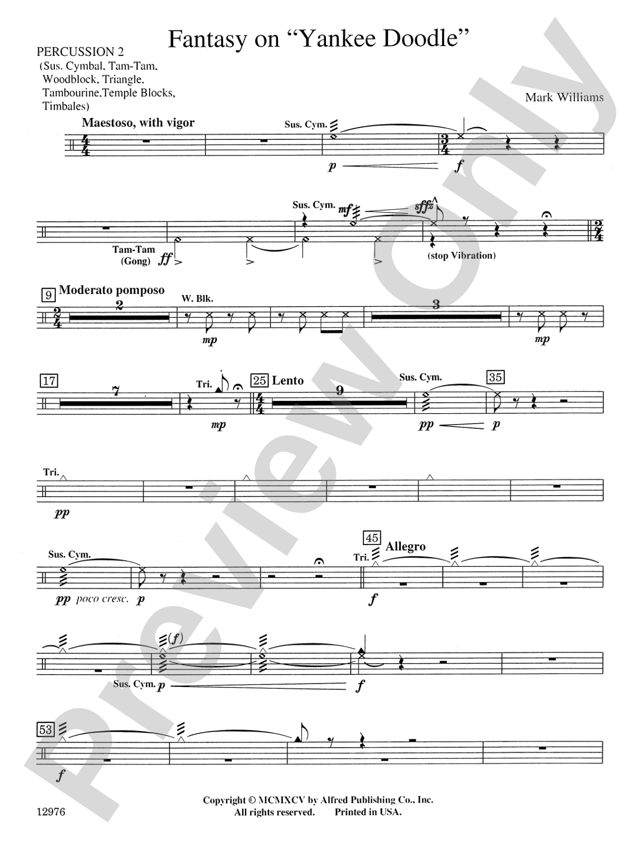 Fantasy on "Yankee Doodle": 2nd Percussion