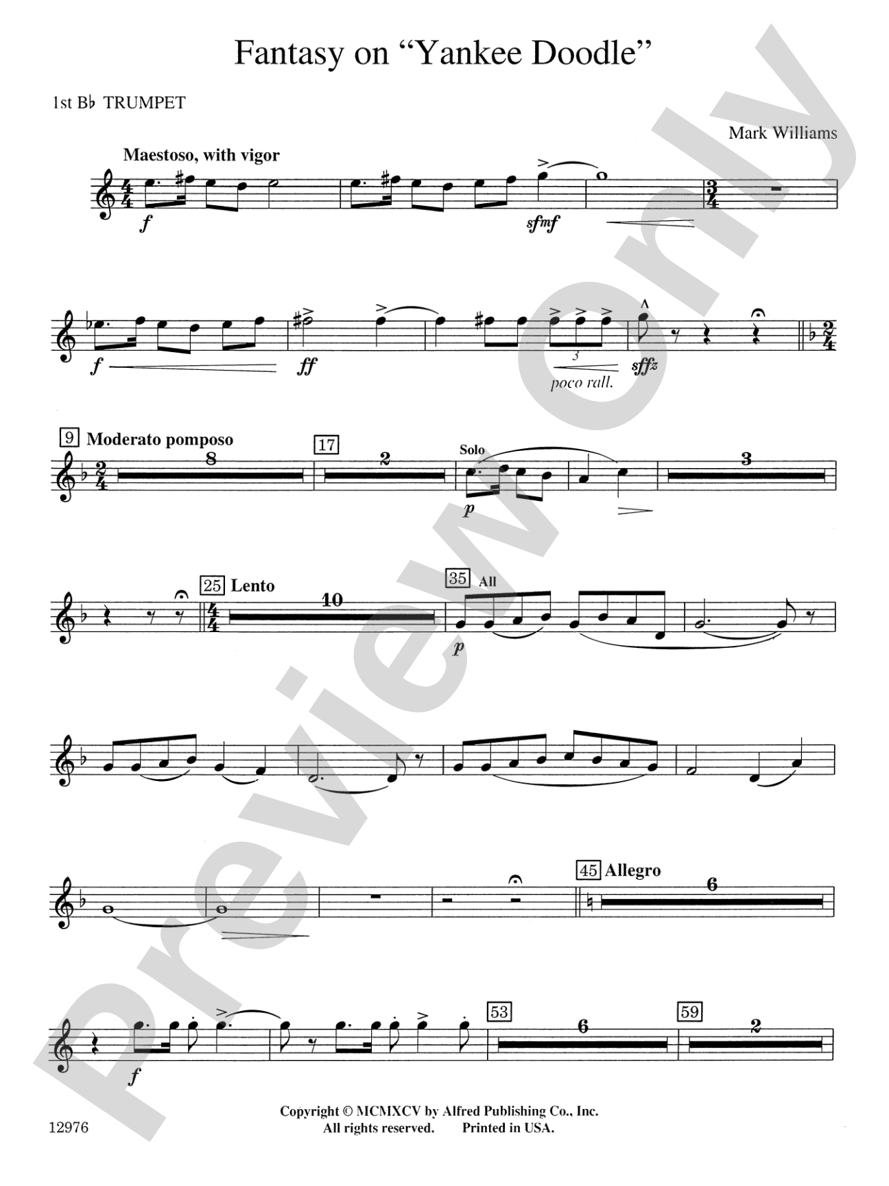 Fantasy on "Yankee Doodle": 1st B-flat Trumpet