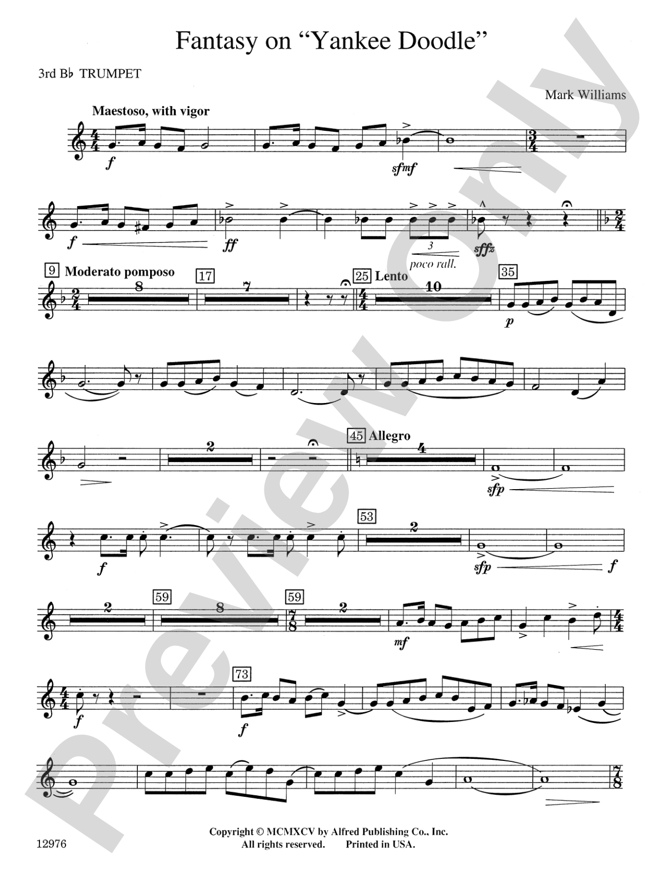Fantasy on "Yankee Doodle": 3rd B-flat Trumpet