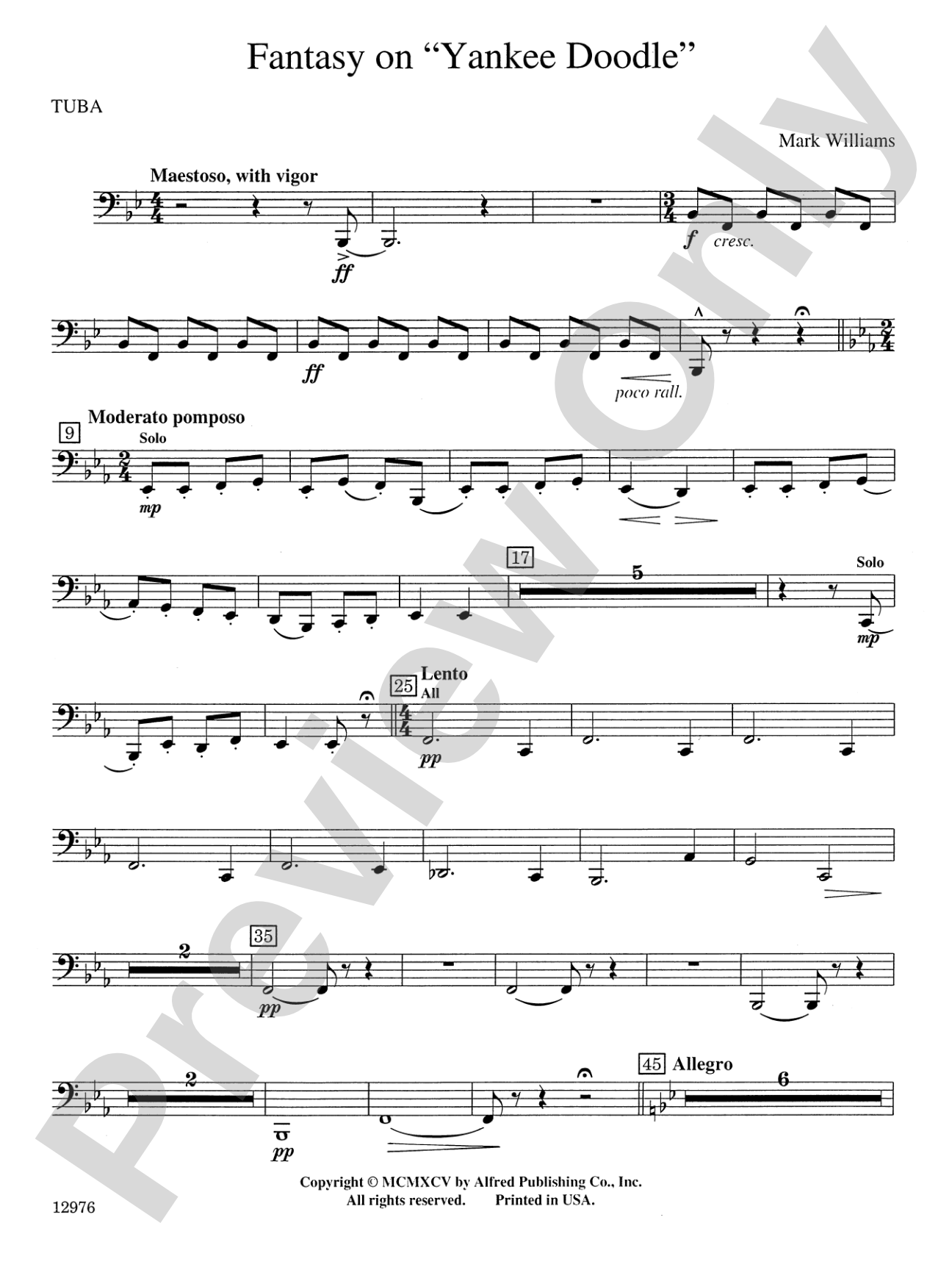 Fantasy on "Yankee Doodle": Tuba