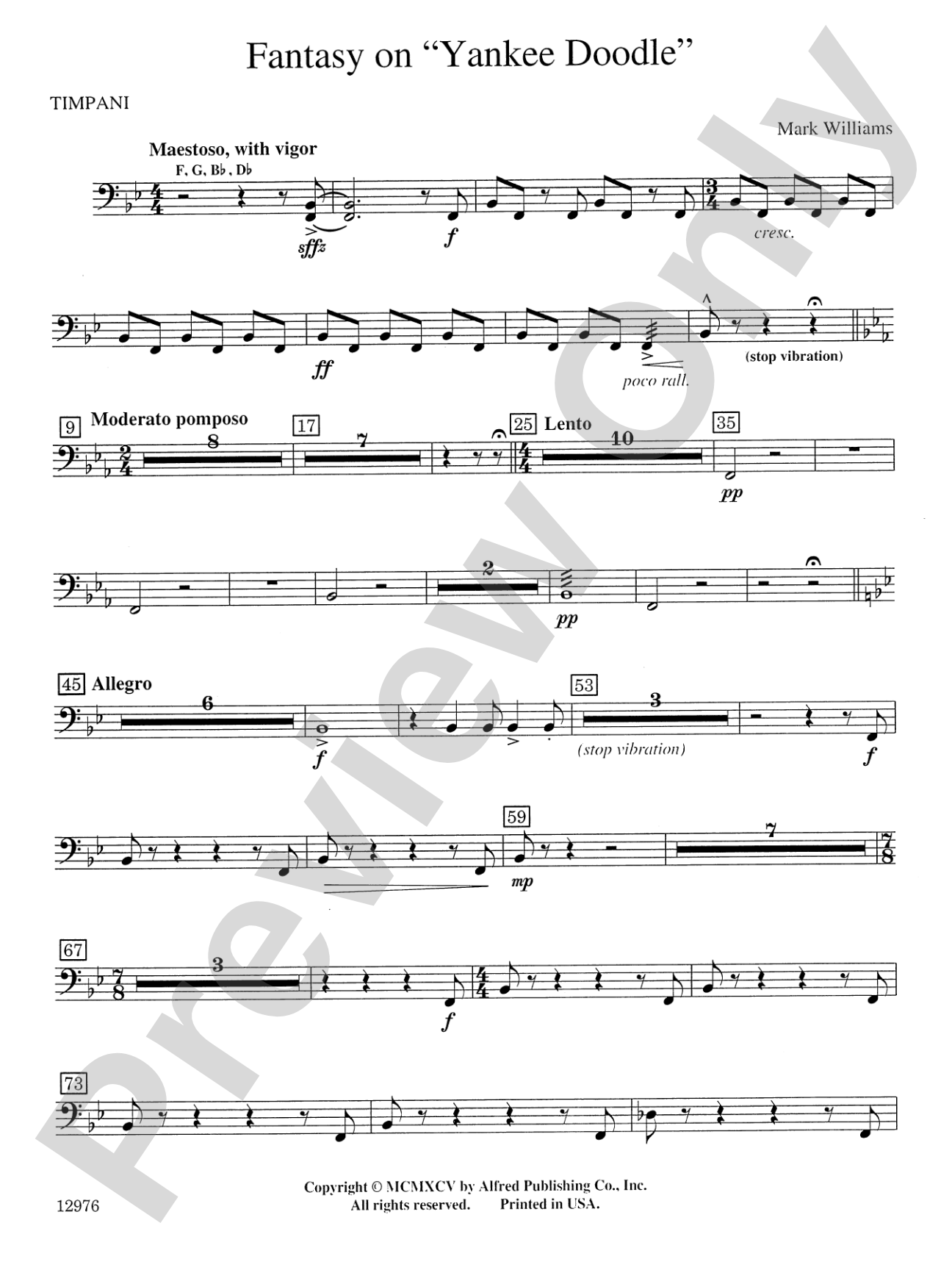 Fantasy on "Yankee Doodle": Timpani
