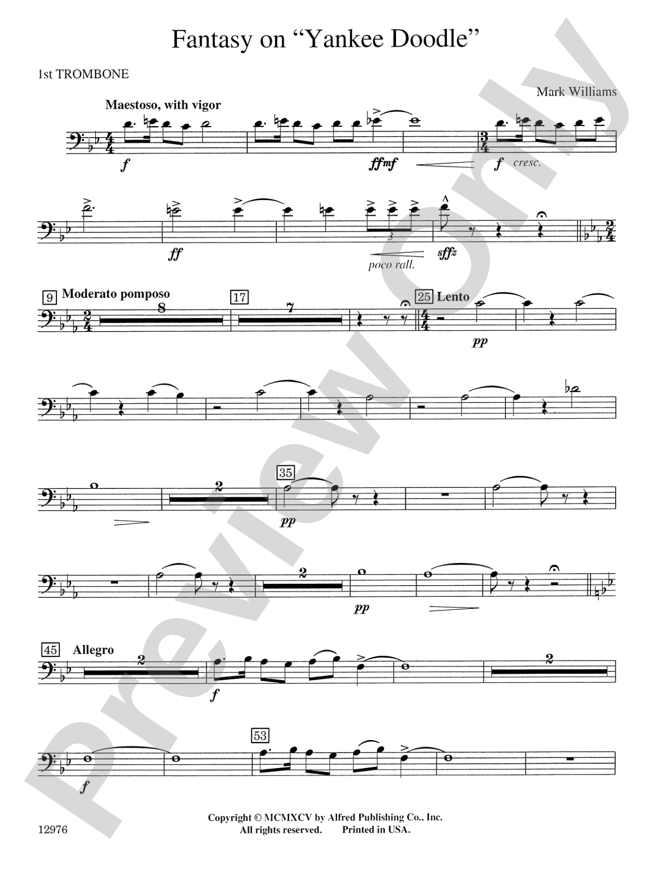 Fantasy on "Yankee Doodle": 1st Trombone