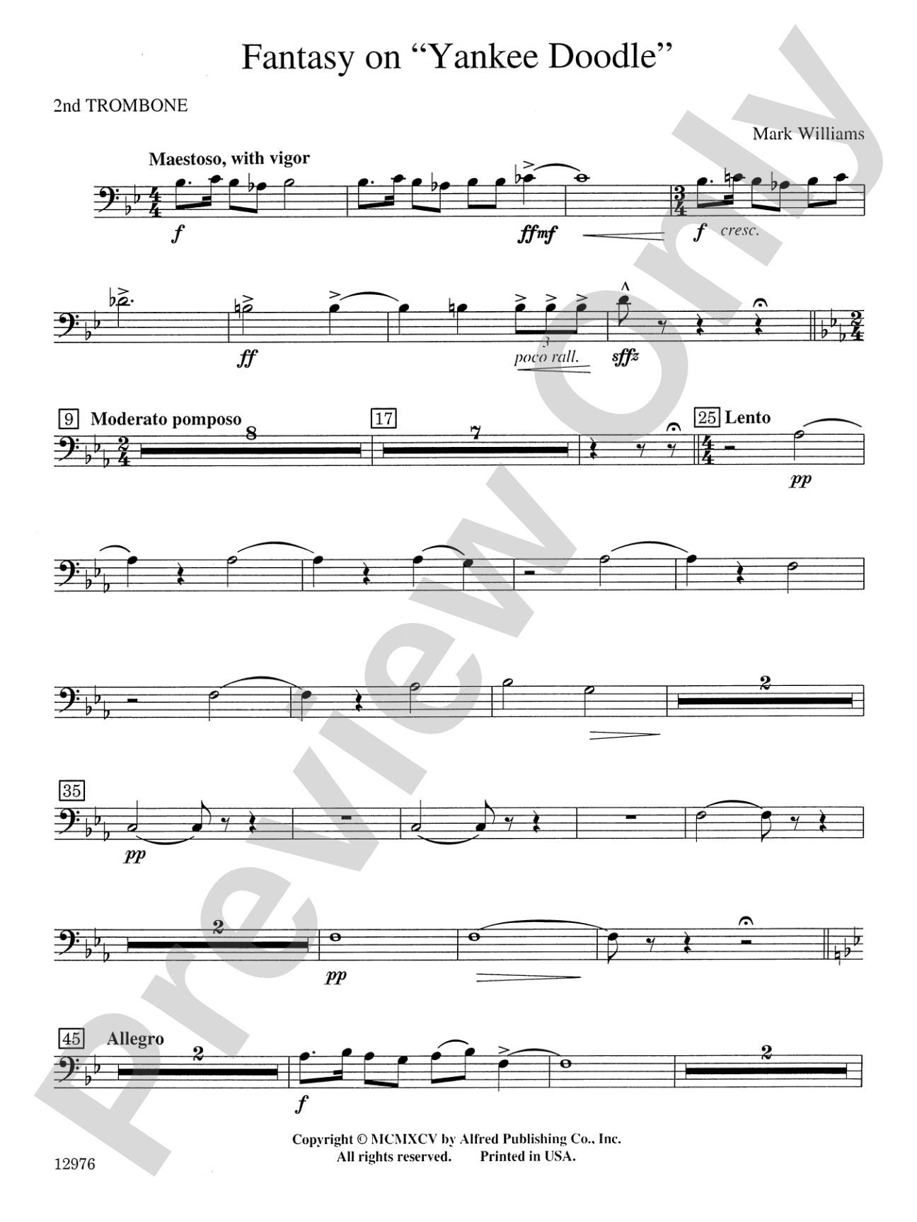 Fantasy on "Yankee Doodle": 2nd Trombone