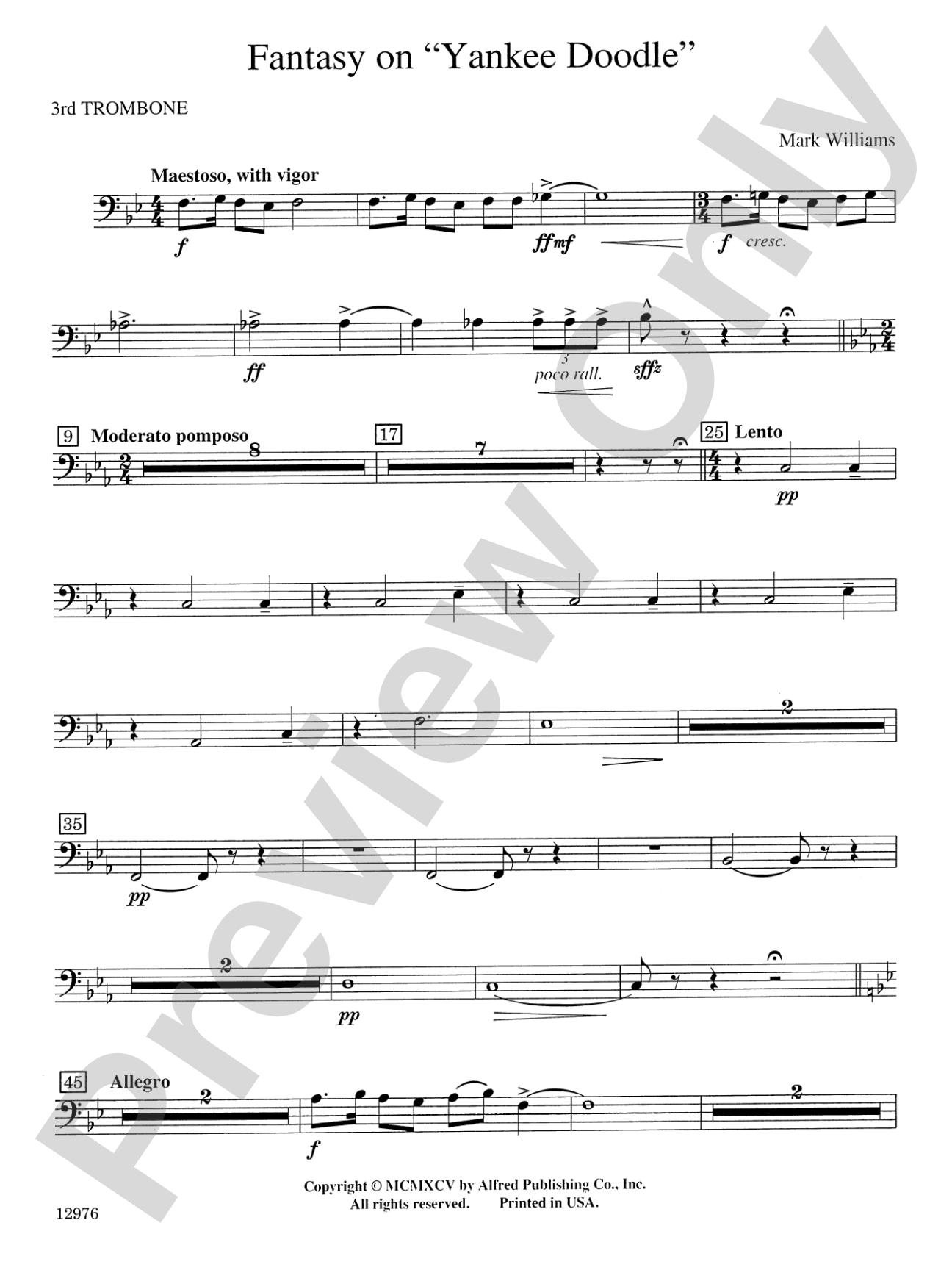 Fantasy on "Yankee Doodle": 3rd Trombone